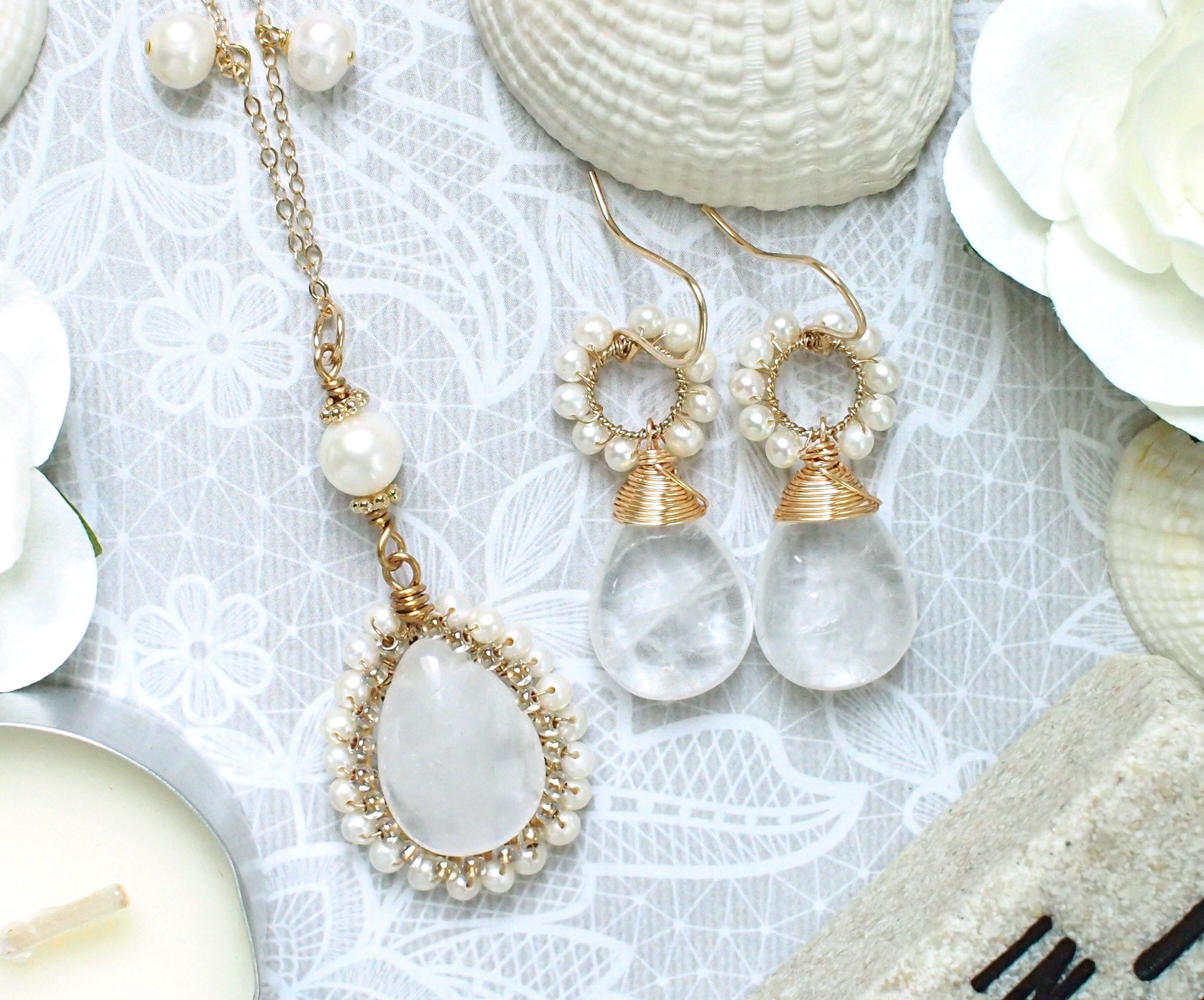 long necklace and earrings set