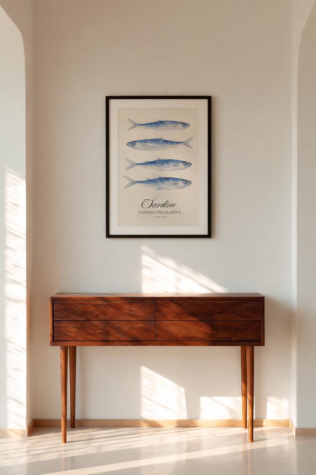 A classic marine print in a black frame