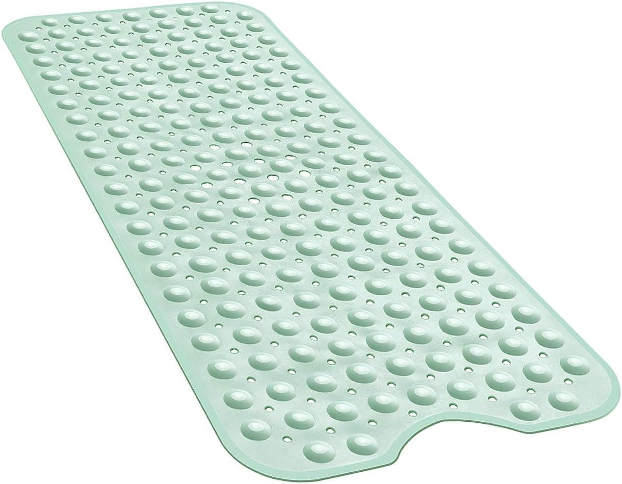 YINENN Bath Tub Shower Mat 40 x 16 Inch Non-Slip and Extra Large, Bathtub Mat with Suction Cups, Machine Washable Bathroom Mats with Drain Holes, Light Green