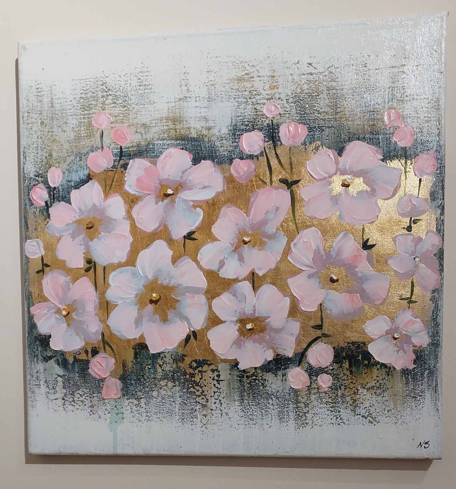 Textured Flowers Canvas Painting