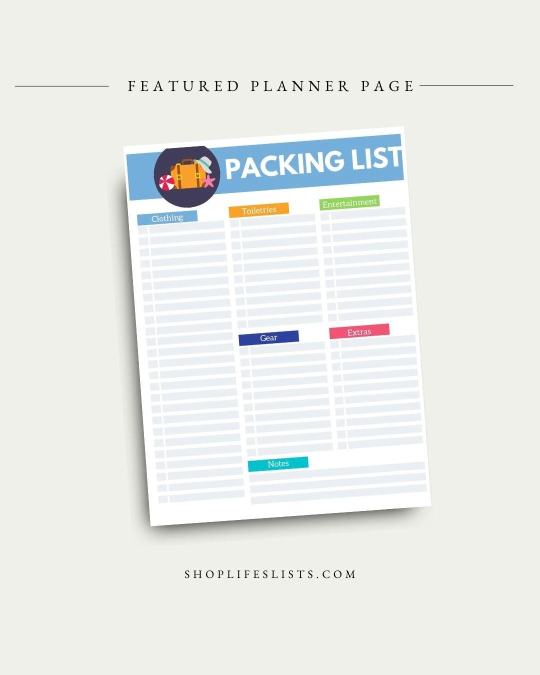 Packing List from Lifes Lists