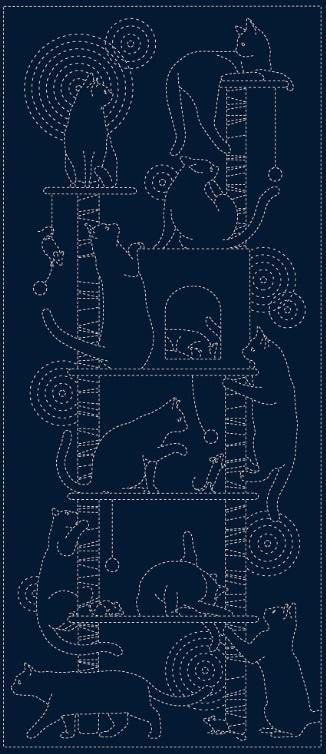 new qh wagara cat tower sashiko panel