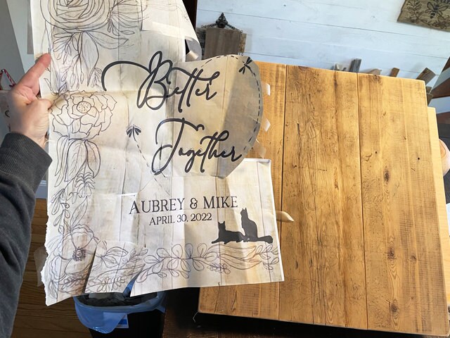 A pattern of the custom wedding sign