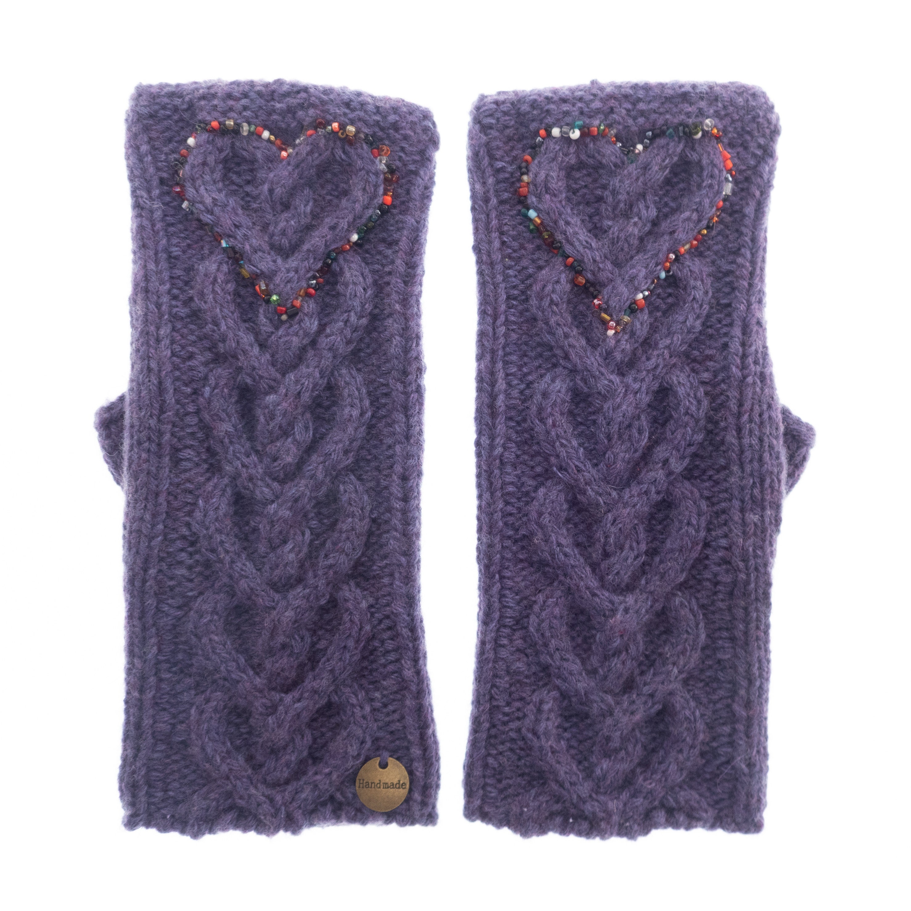 Gloves Love Design, Winter Mittens Fingerless Purple