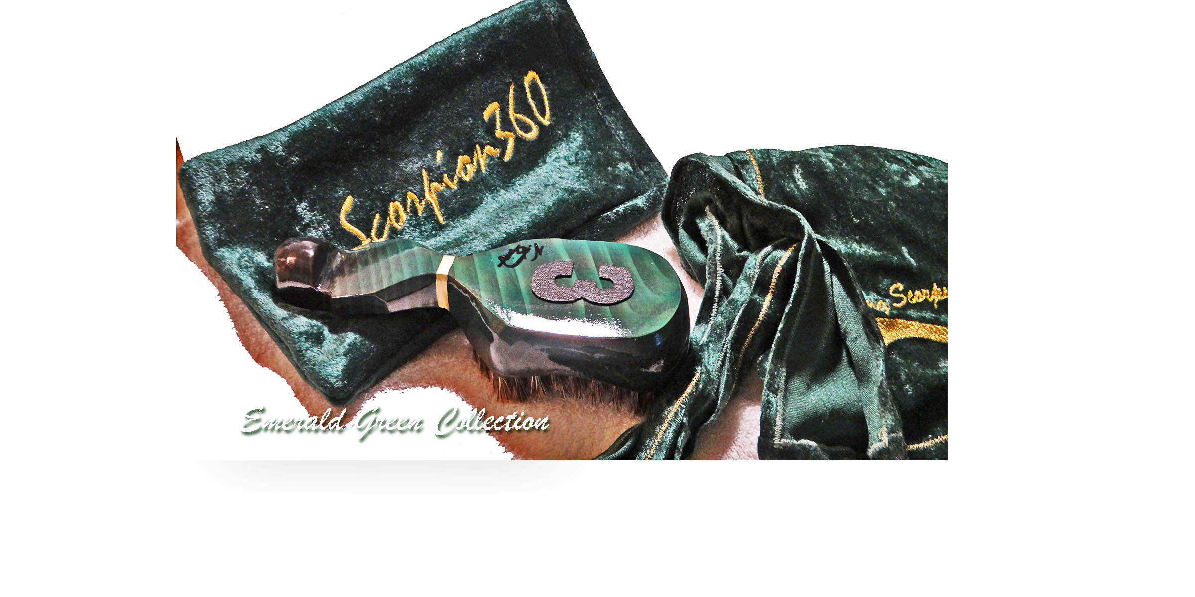 Medium Hard 360 Wave Brush, Fat-Lac Velvet Du-Rag, Velvet Pouch & 4 oz. Natural Hair Pomade - King Scorpion 360 Gift Package Bundle