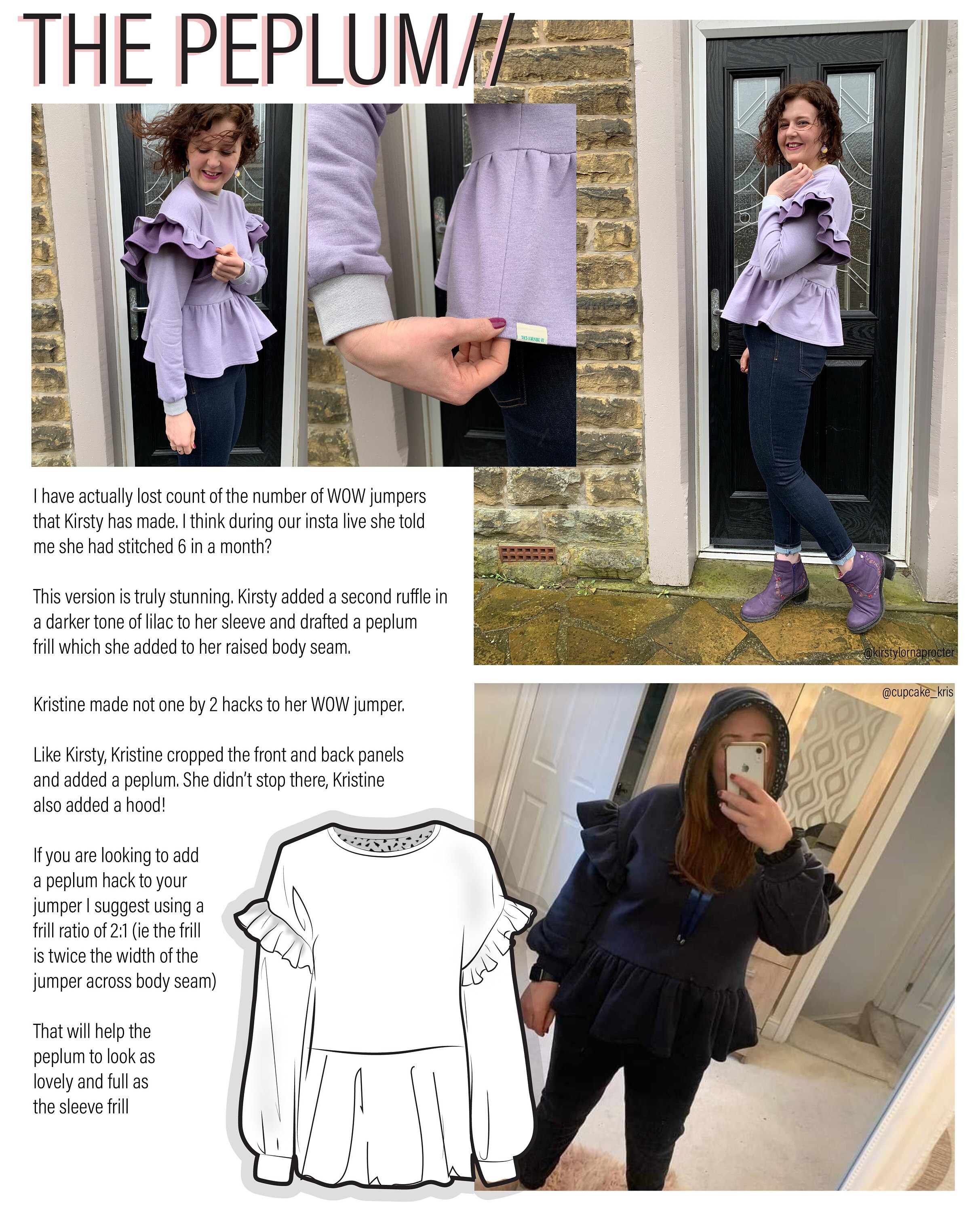 SWEATSHIRT PDF PATTERN WITH PEPLUM