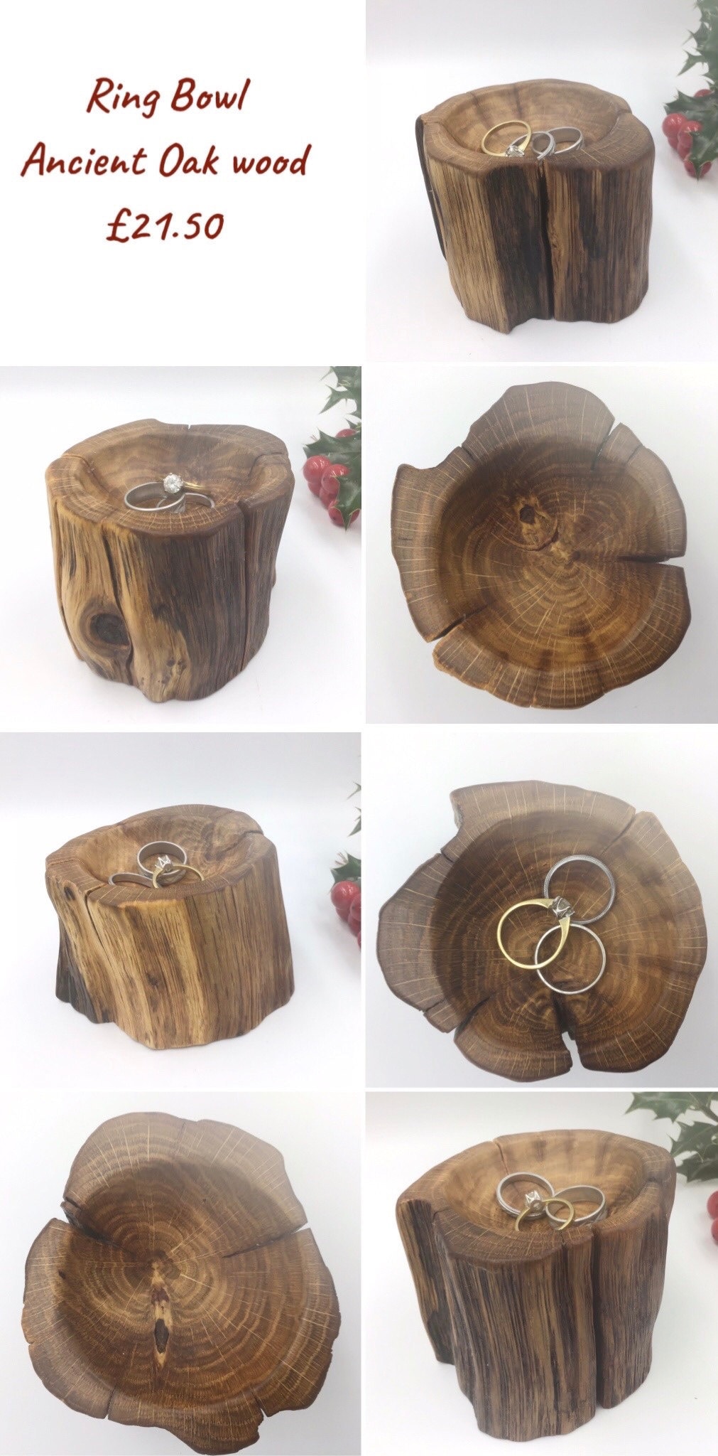 Our ancient Oak wood ring bowls - handmade by Gorlech in West Wales