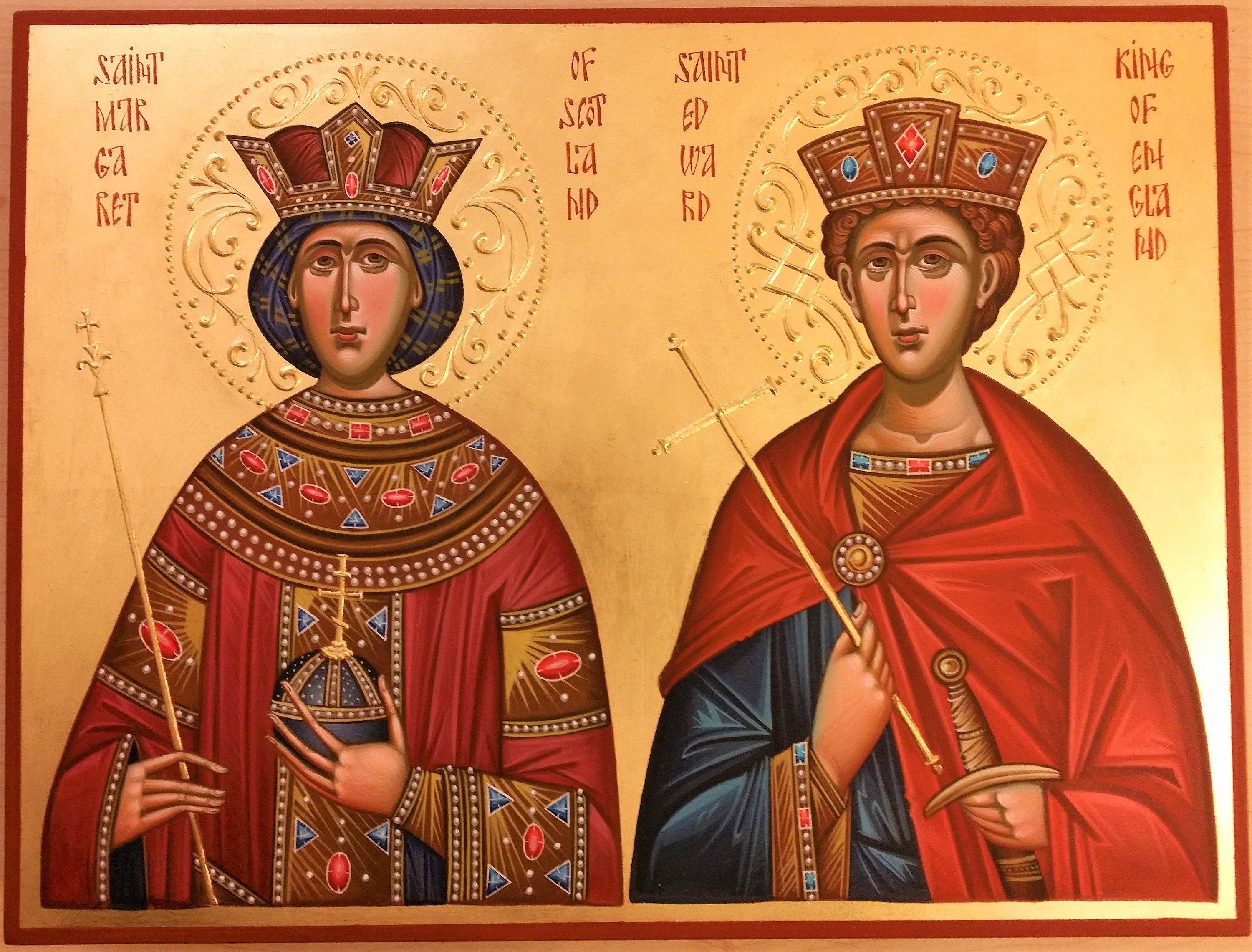 Saint Edward and St. Margaret hand-painted family icon