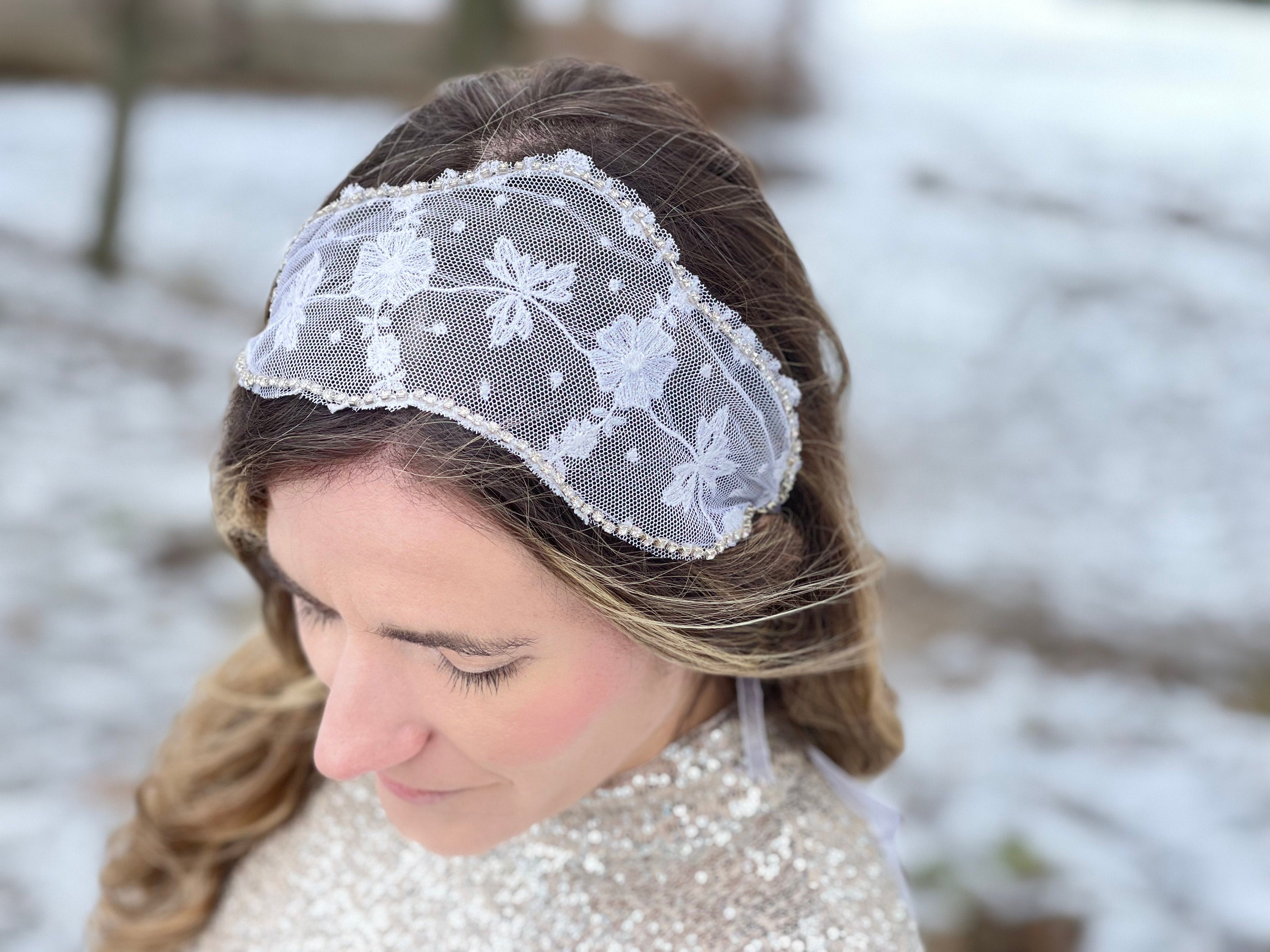 boho bride, vintage lace headpiece, vintage inspired headpiece