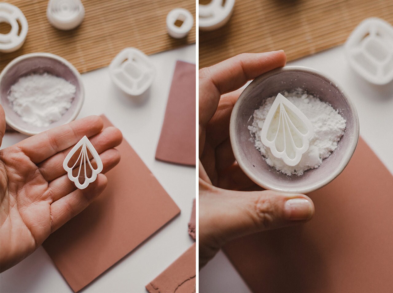 Filigrane Cutter mit Polymer Clay ausstechen
