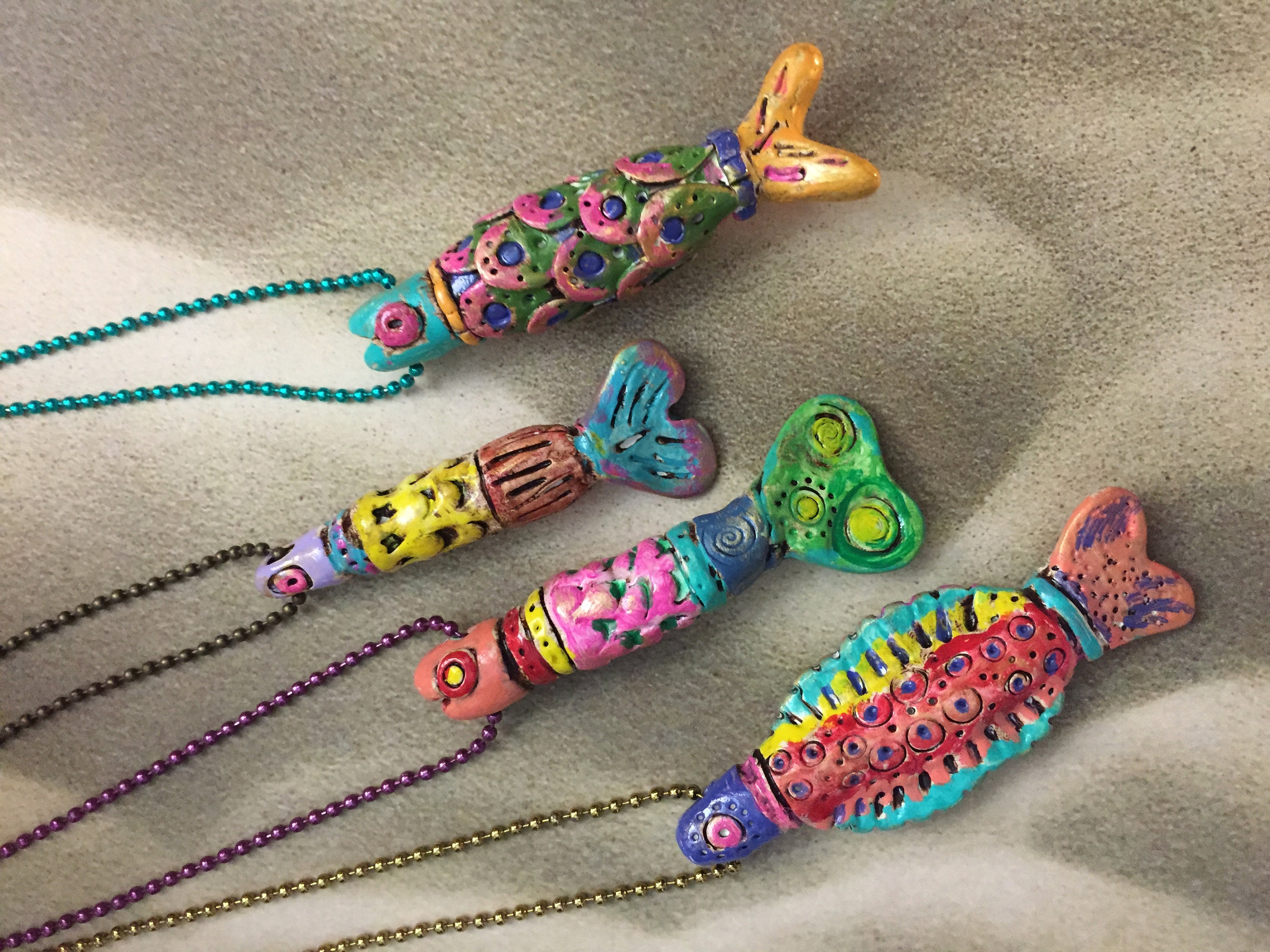 Fun Polymer Clay Fish Necklaces