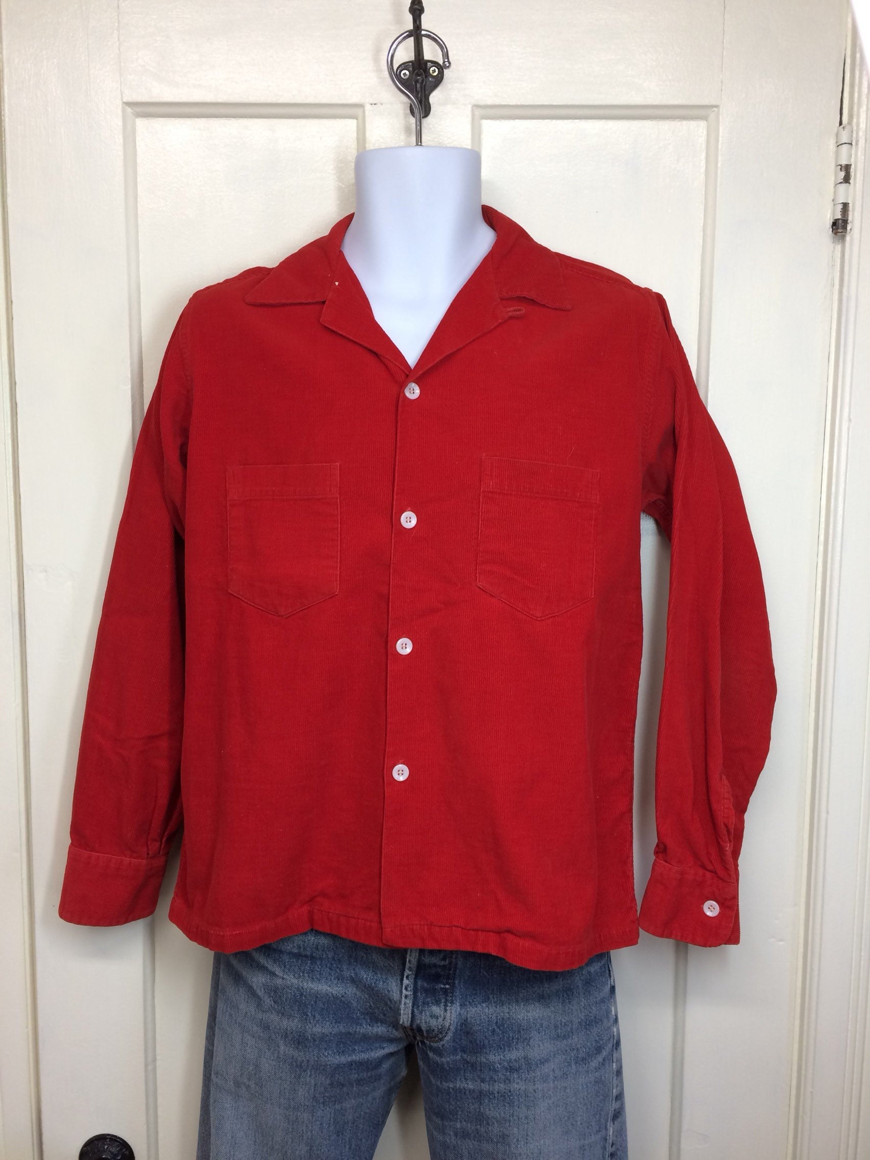 1950s blood orange corduroy shirt