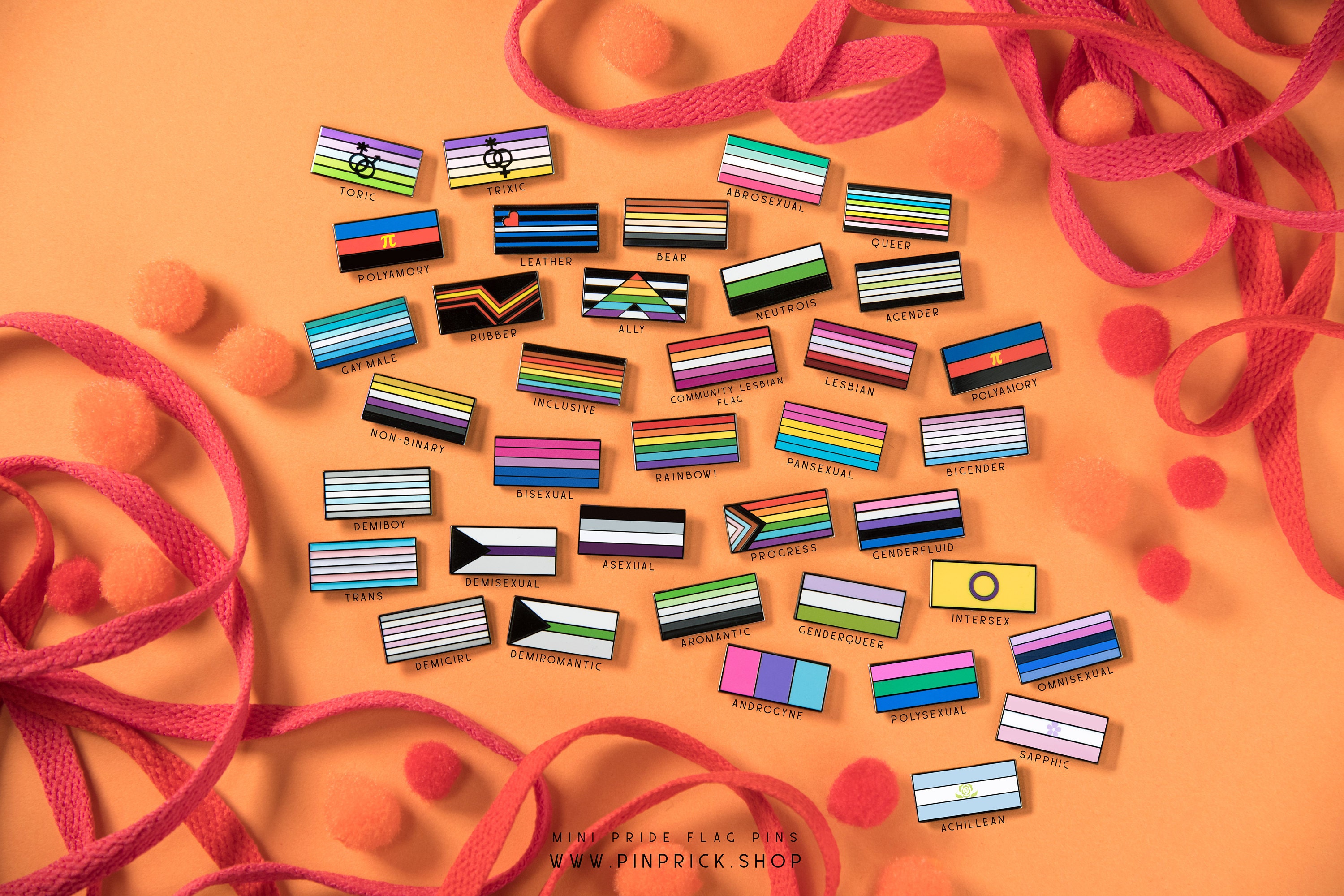 LGBT Pride Flag Complete List Enamel Pin Badge