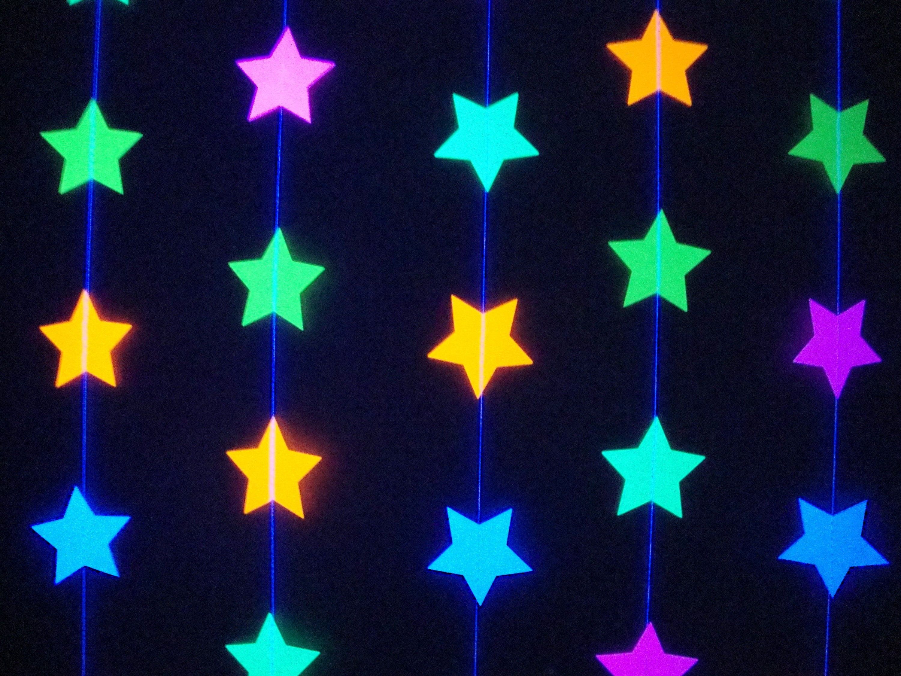 star neon fluorescent garlands for glow black light party
