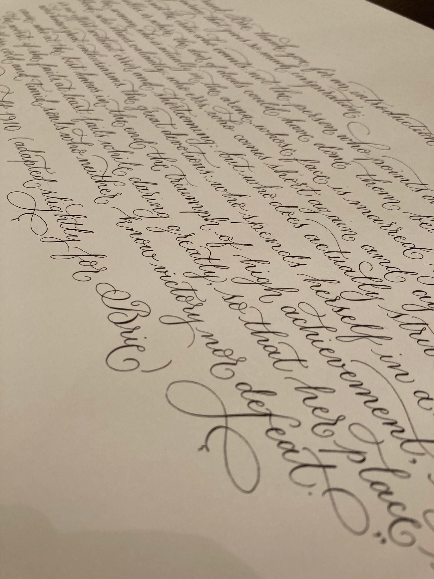 Theodore Roosevelt calligraphy quote commission UK