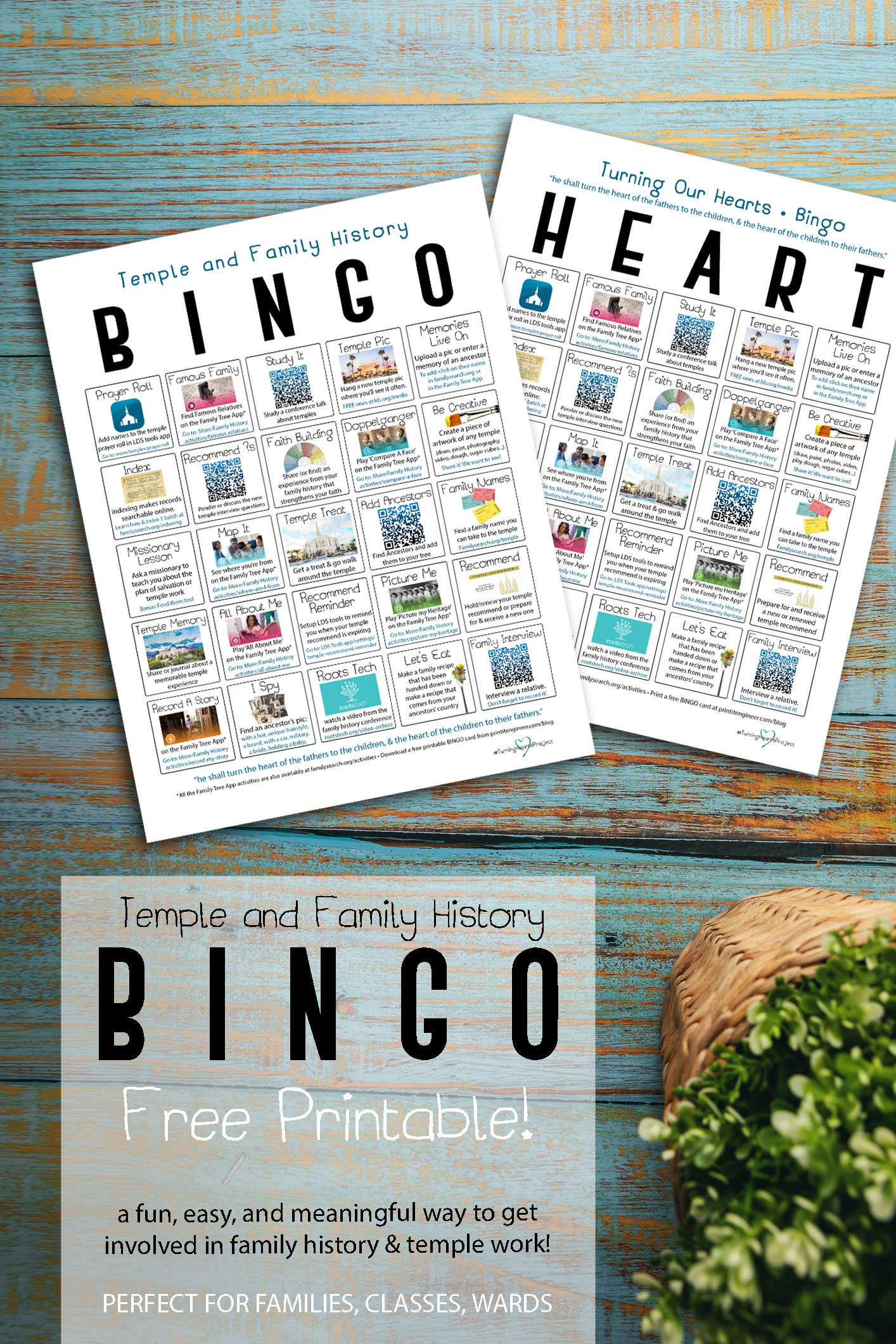 free printable download- Temple Family History Bingo