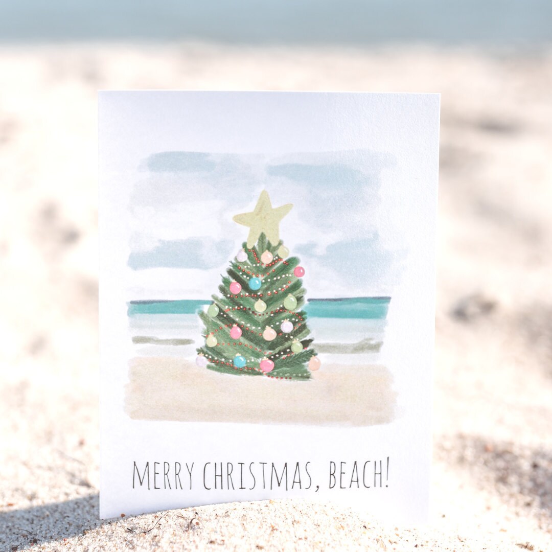 acouplepuns, holiday card, christmas cards, beach christmas card