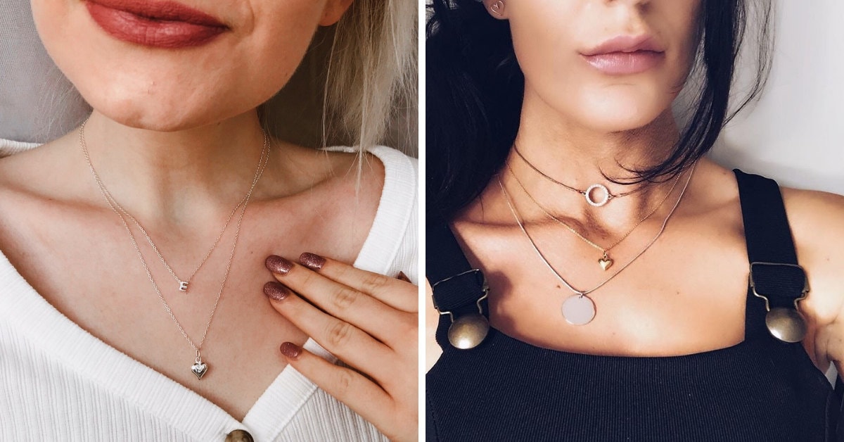 Try layering necklaces at different lengths to create a balanced look