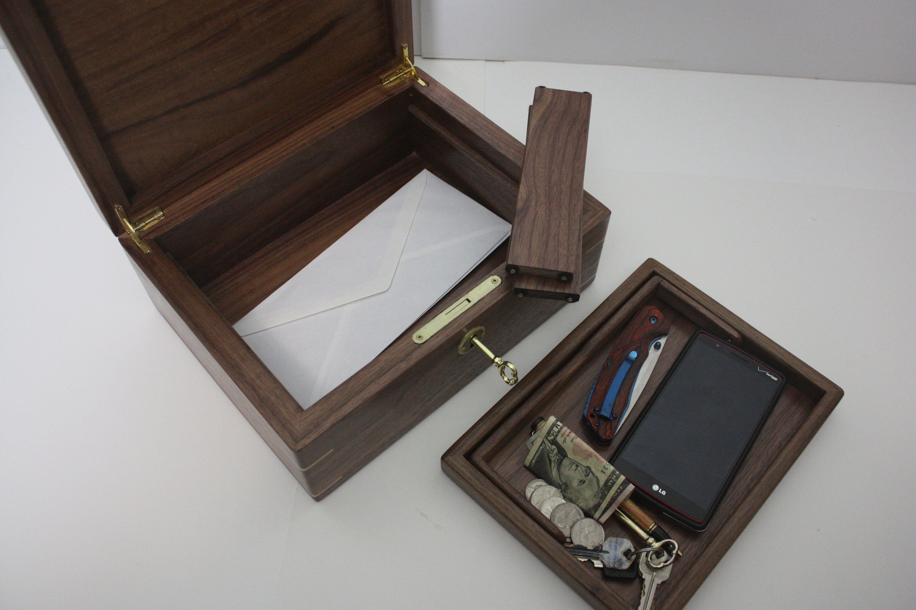 Walnut Mens Valet Box