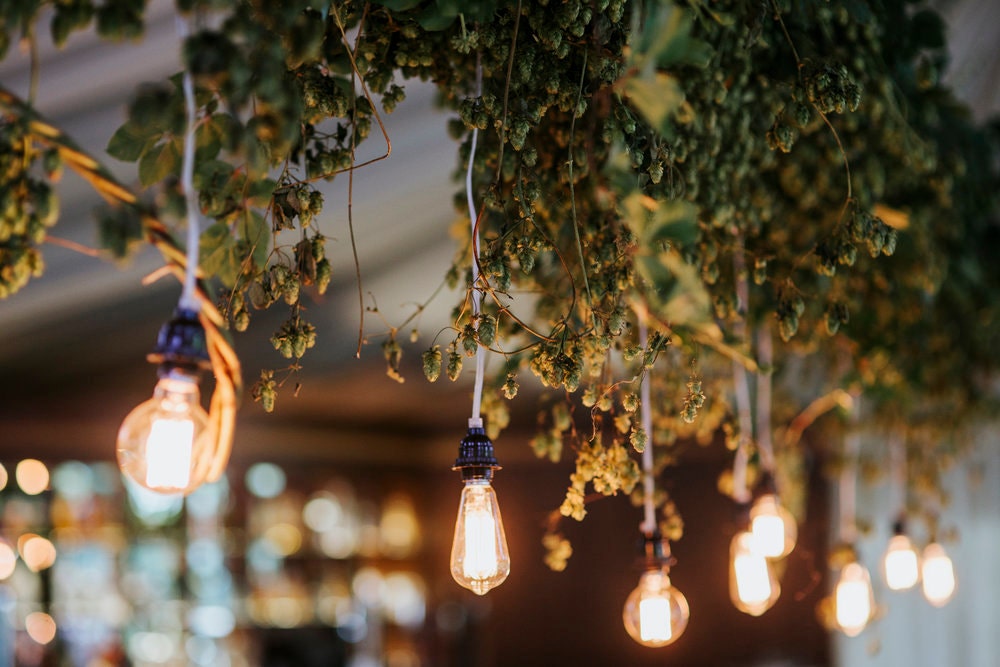 Hanging lights styling for table reception wedding