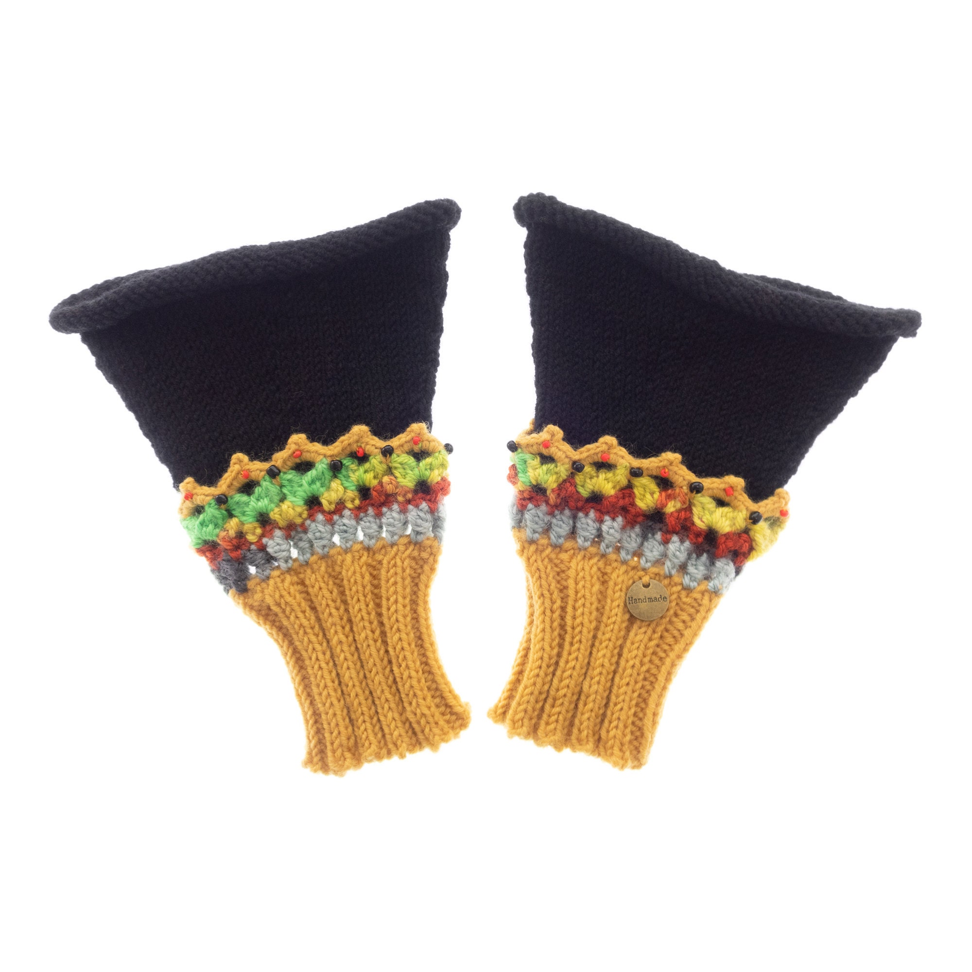 Mittens Knitted for Adults, Autumn Embroidered Gloves