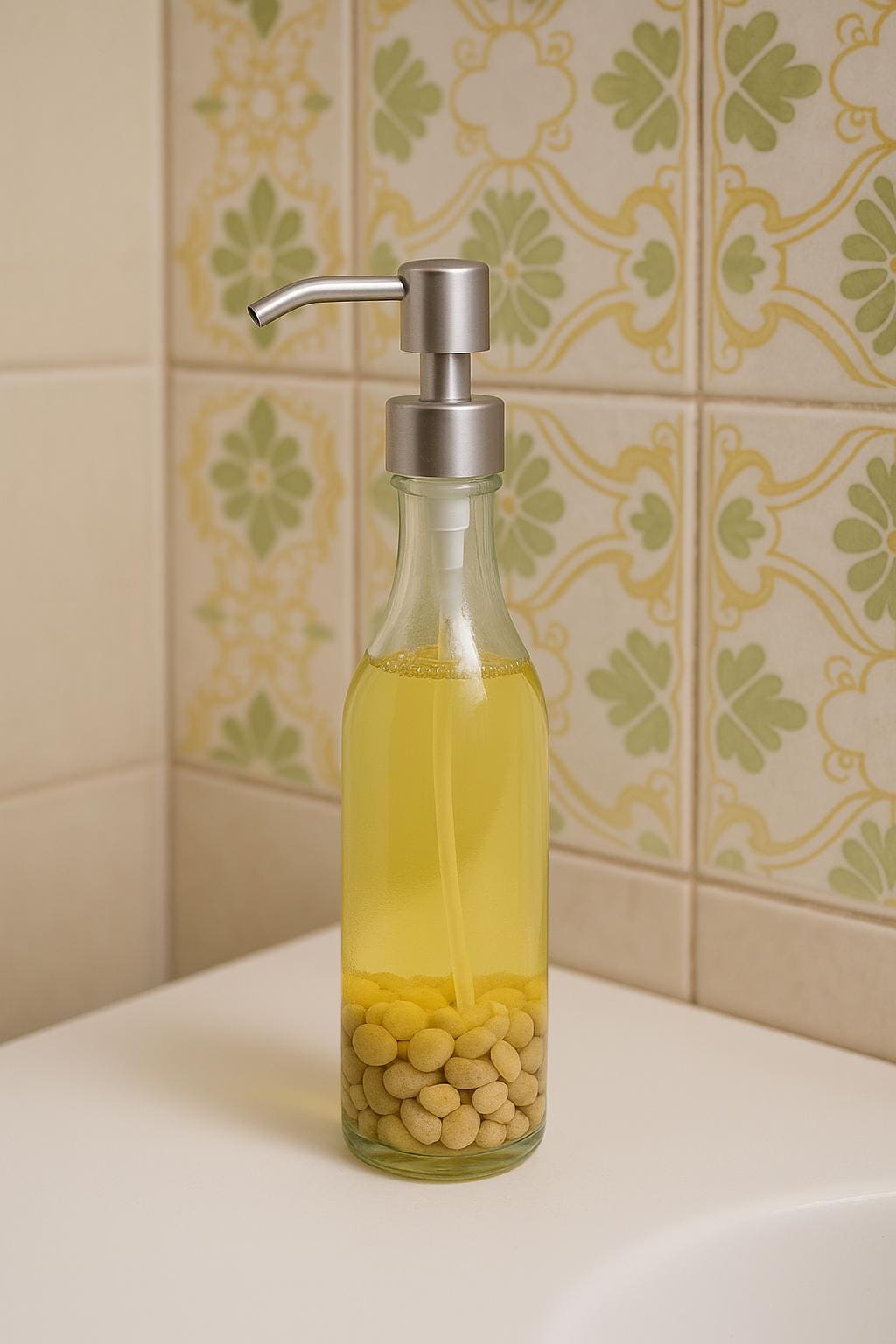 Saboneteira líquida chique Adapte com um pump para colocar sabonete líquido no banheiro.