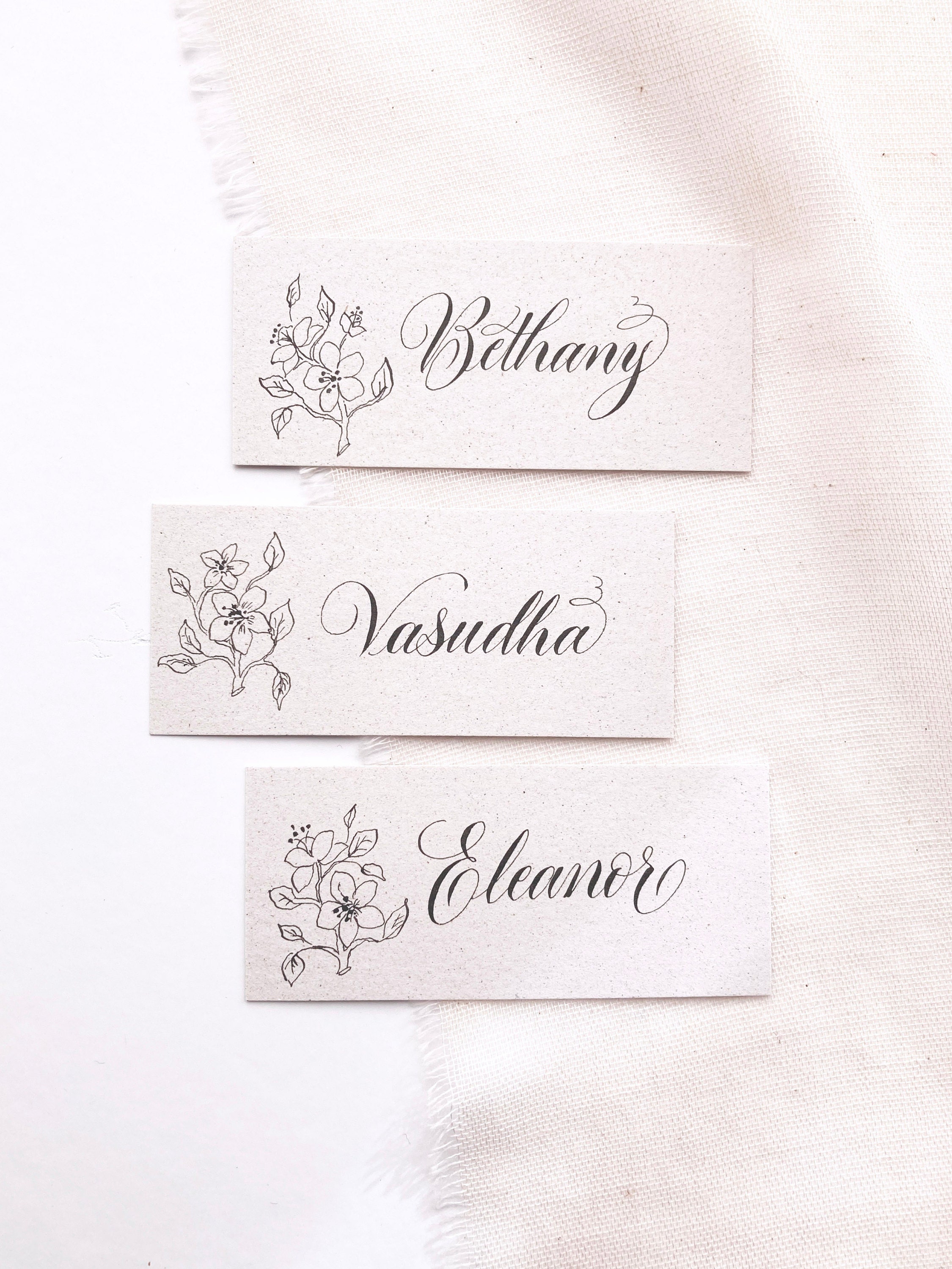 recycled pale natural unique place cards for weddings UK