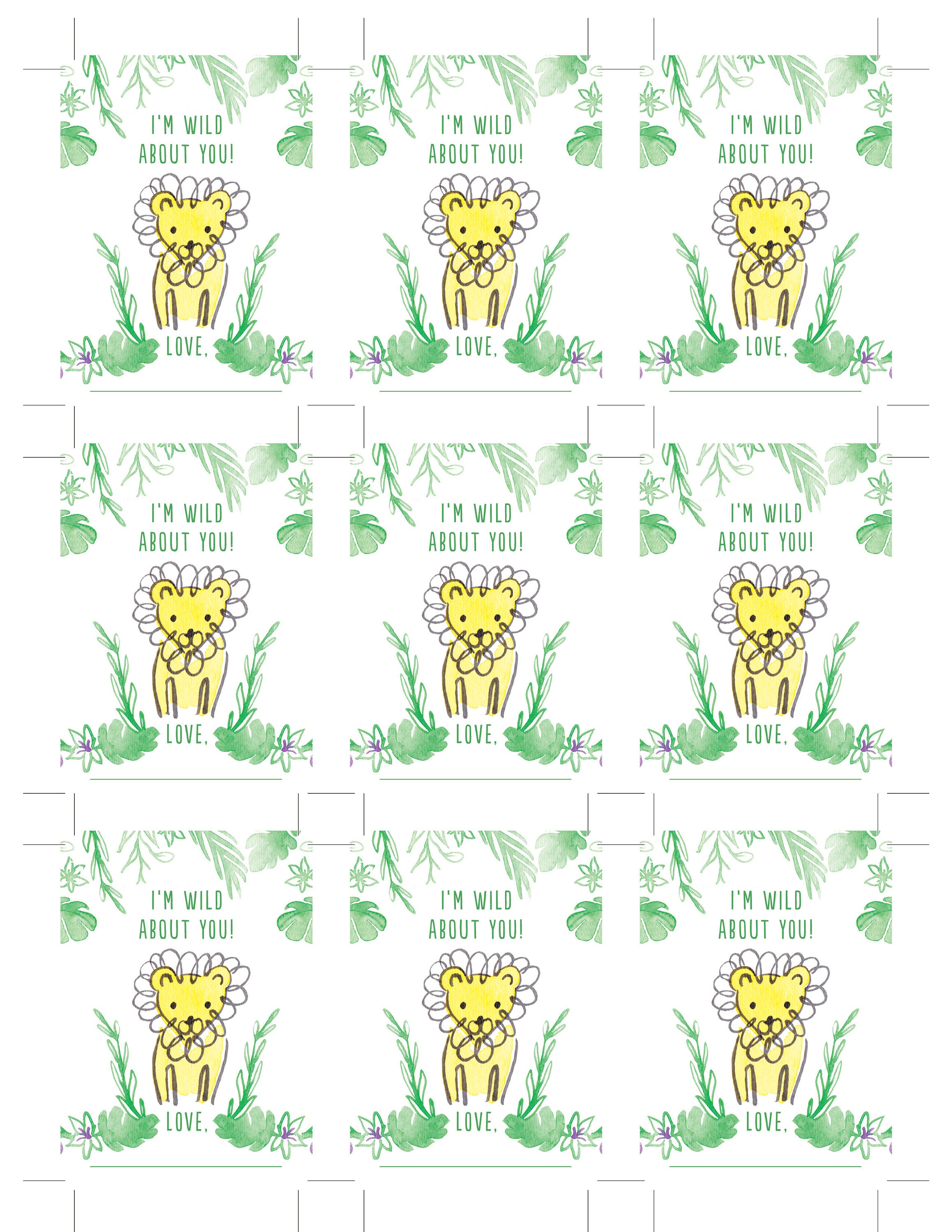 HostClubco Printable Wild About You Valentine