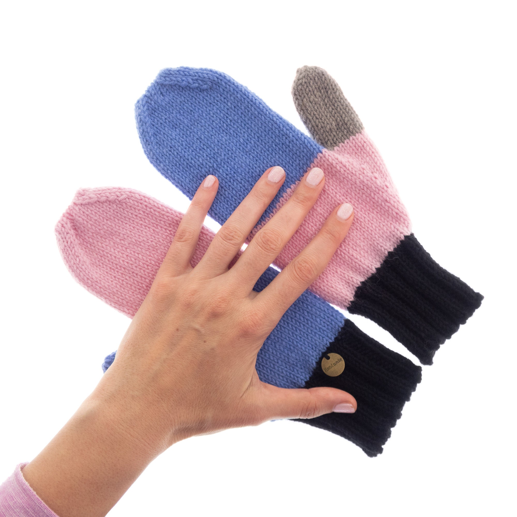 handmade mittens for women, woollen ladies gloves of warm cashmere wool