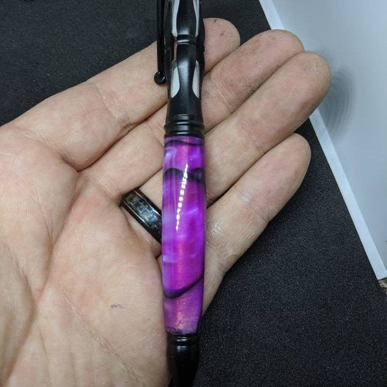 purple hourglass acrylic wood pen