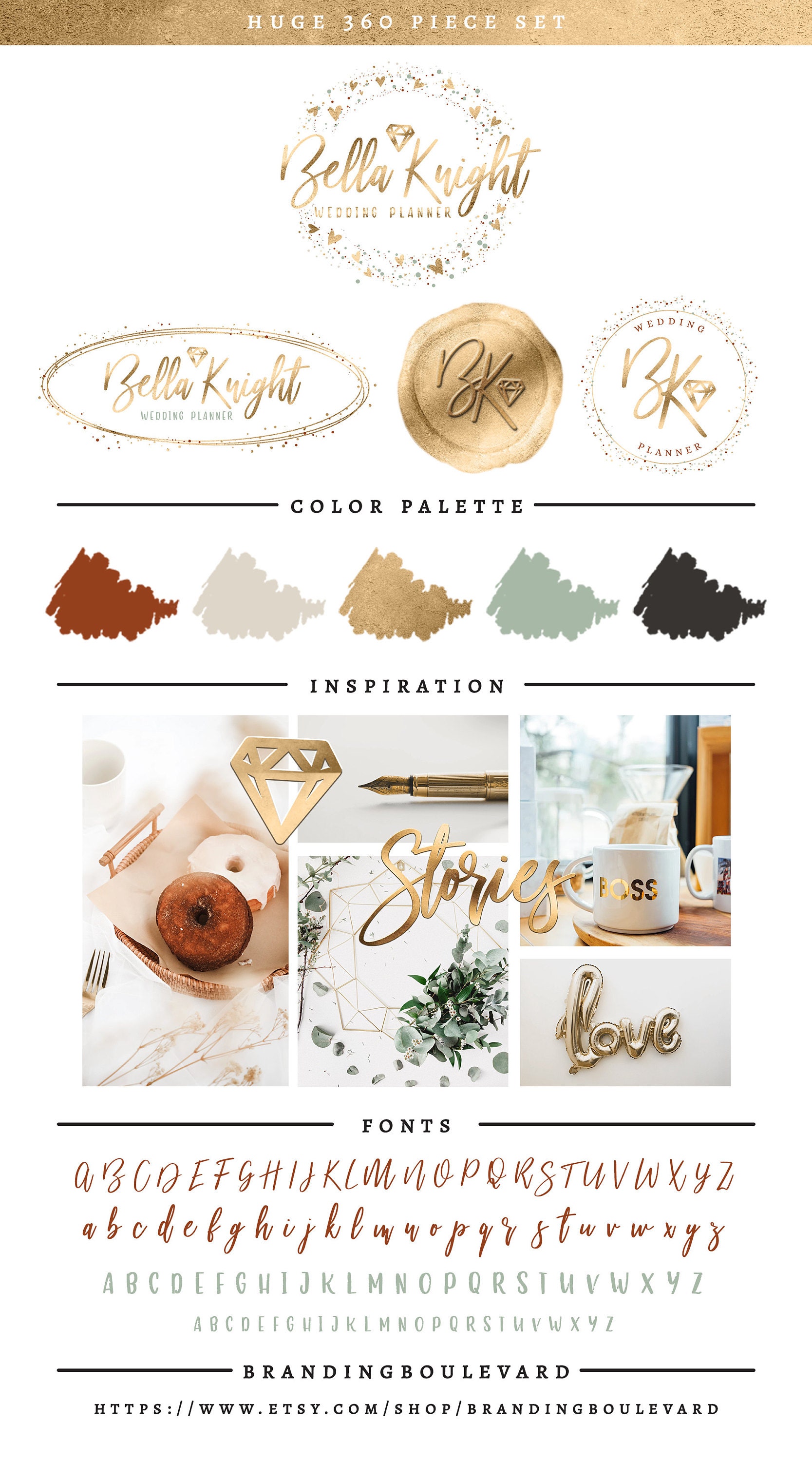 Bella Knight Logo Package - Elegant Diamond Wax Seal Logos - For Wedding or Jewelry Boutiques