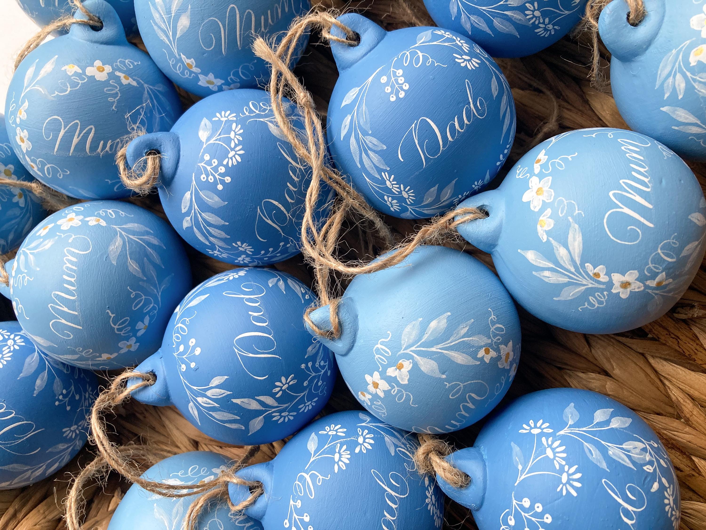 mum and dad hand painted keepsake baubles