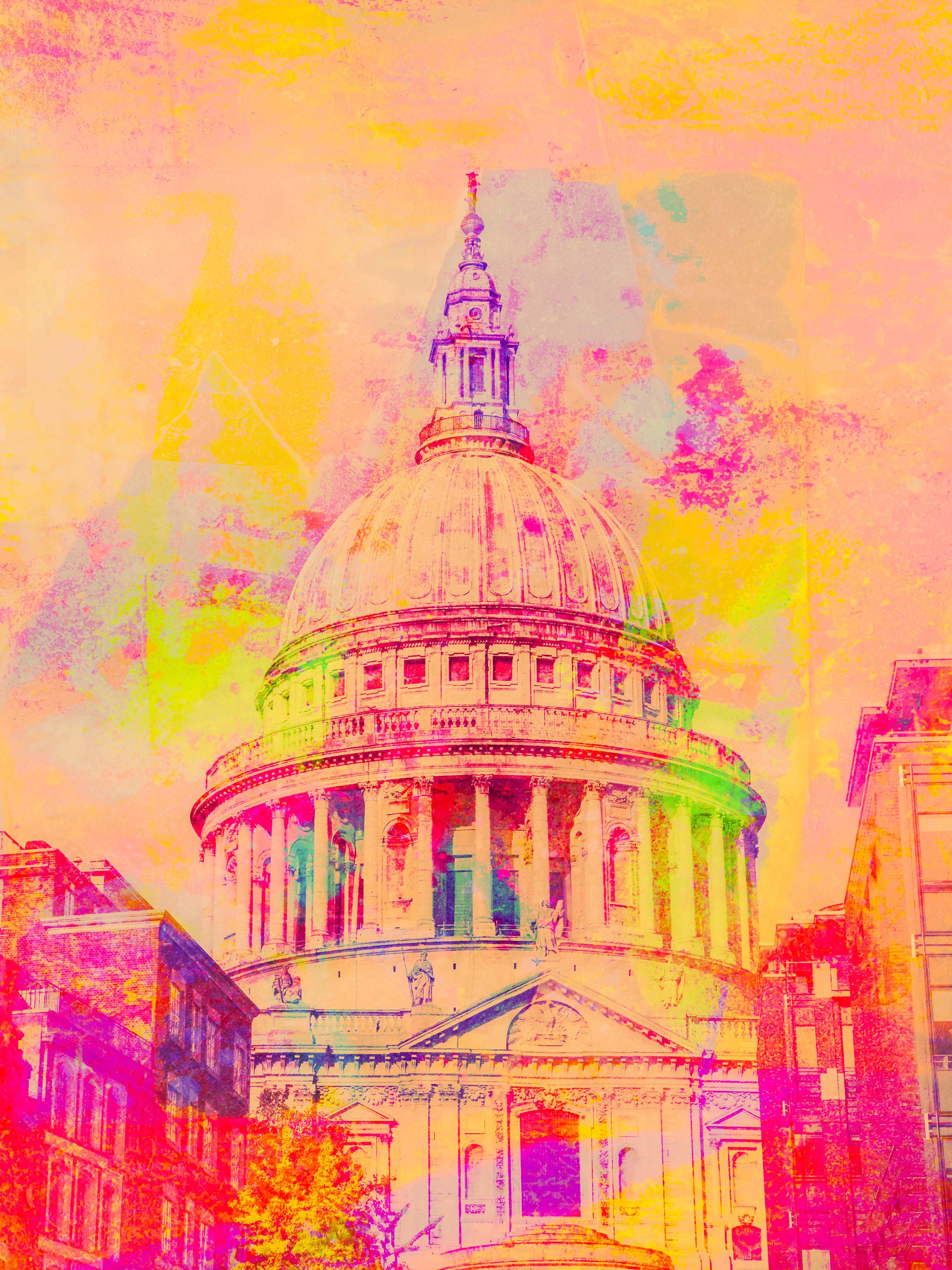 London St pauls contemporary fine art print with graffiti by deborah pendell