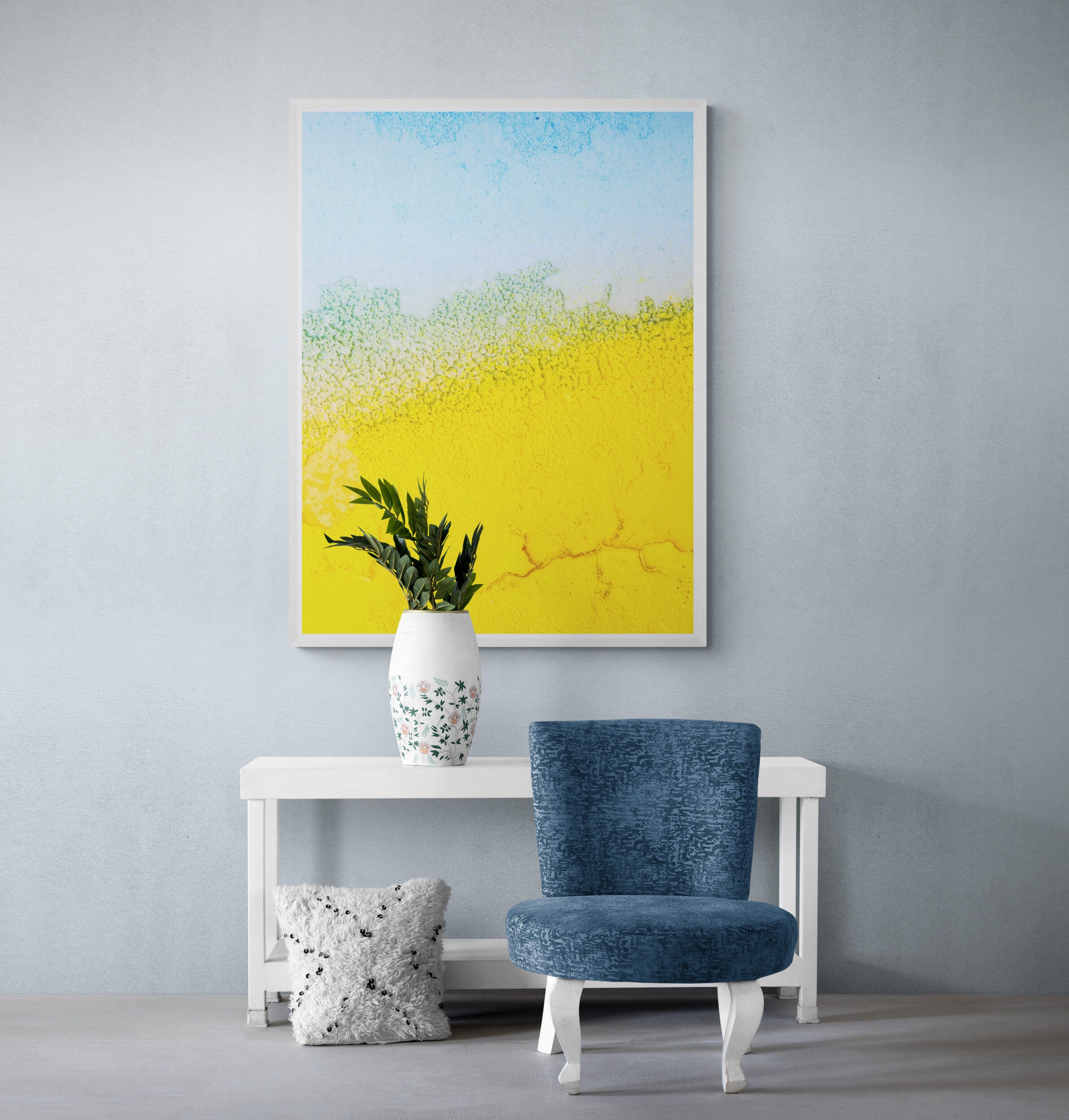 blue yellow abstract art- blue yellow abstract limited edition- blue yellow macro photography- blue yellow fine art print- blue yellow limited edition abstract