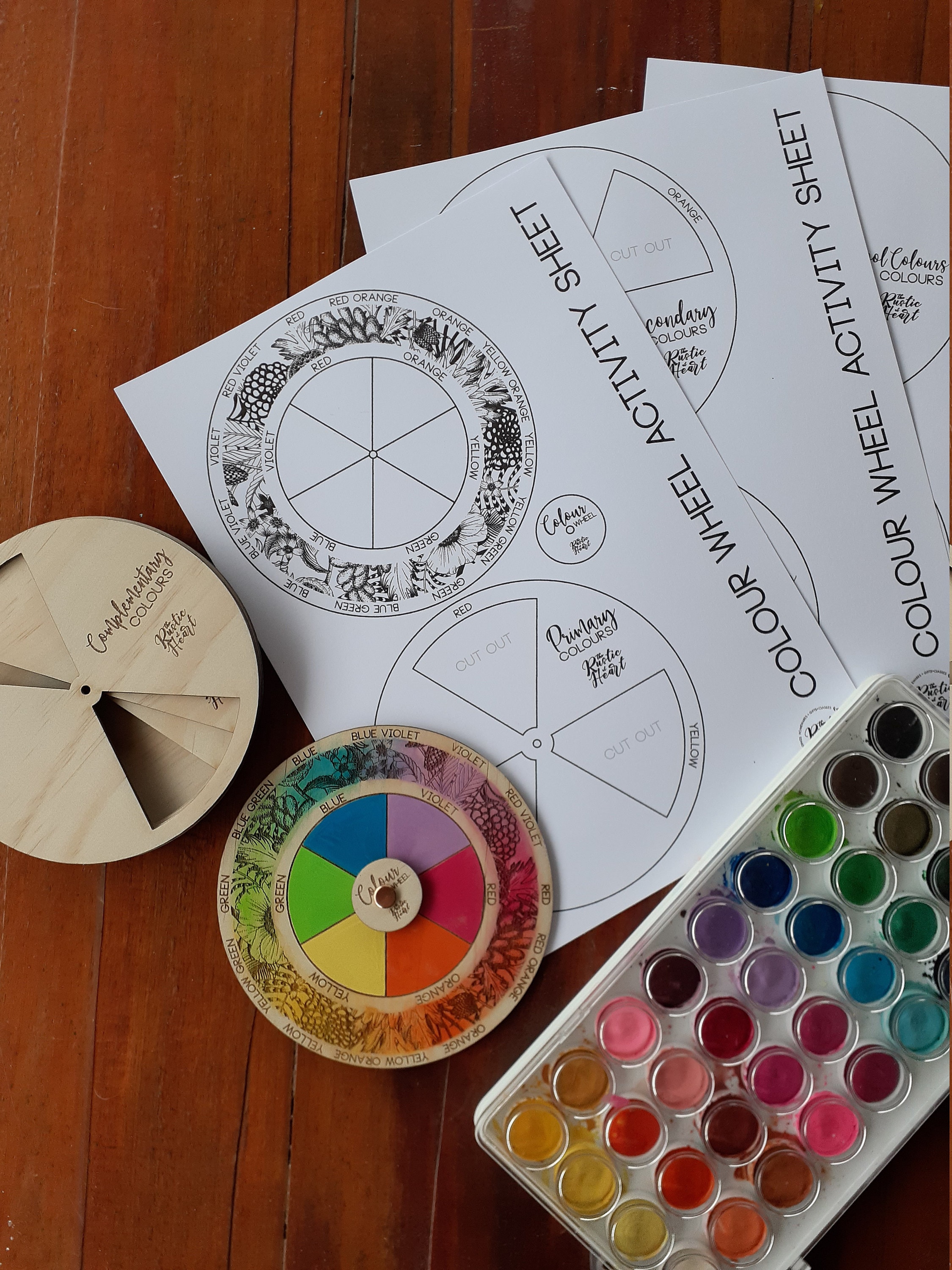 Watercolour painted Colour Wheel