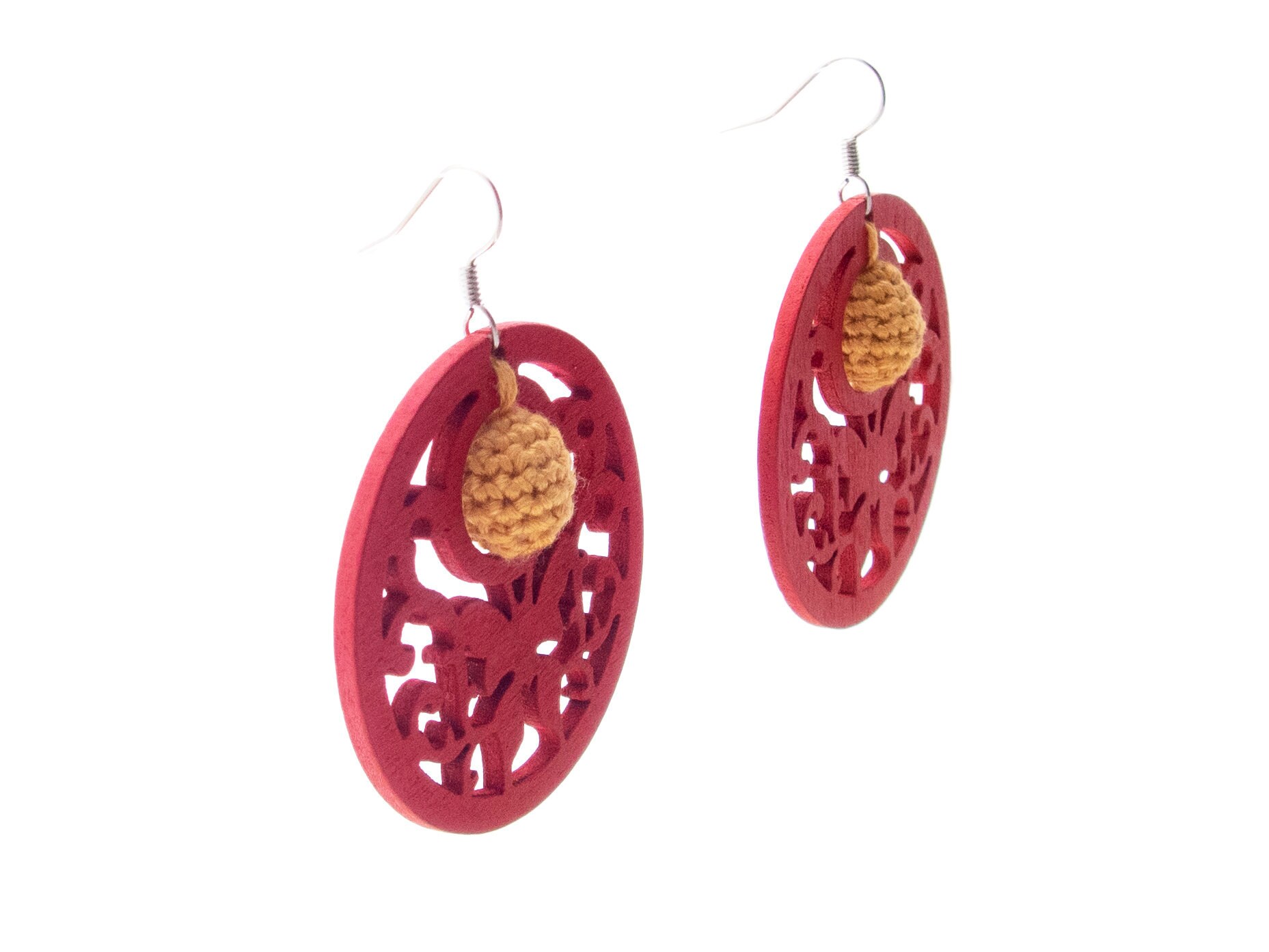 handmade red hoop earrings