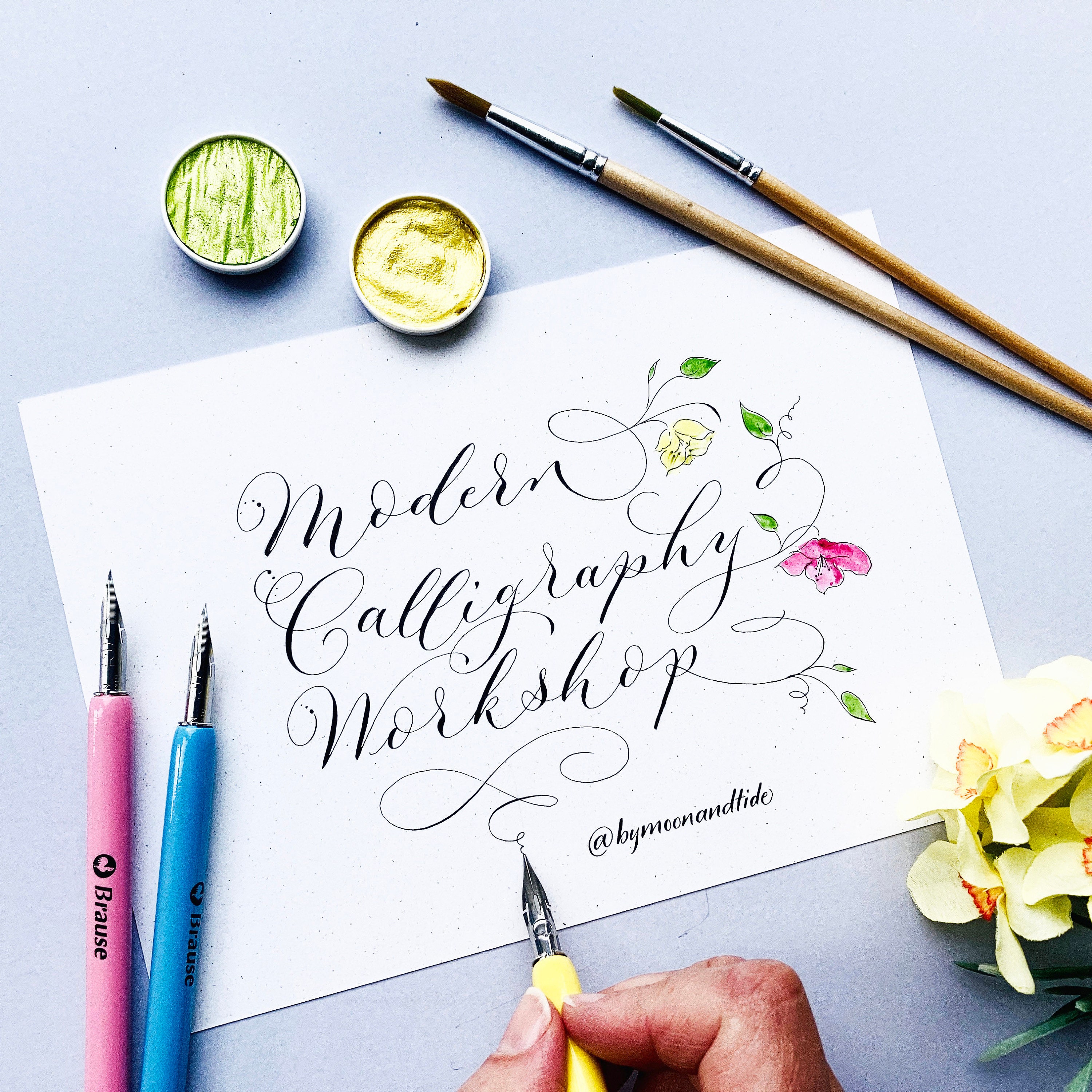 calligraphy workshops in cumbria with Claire from By Moon and Tide