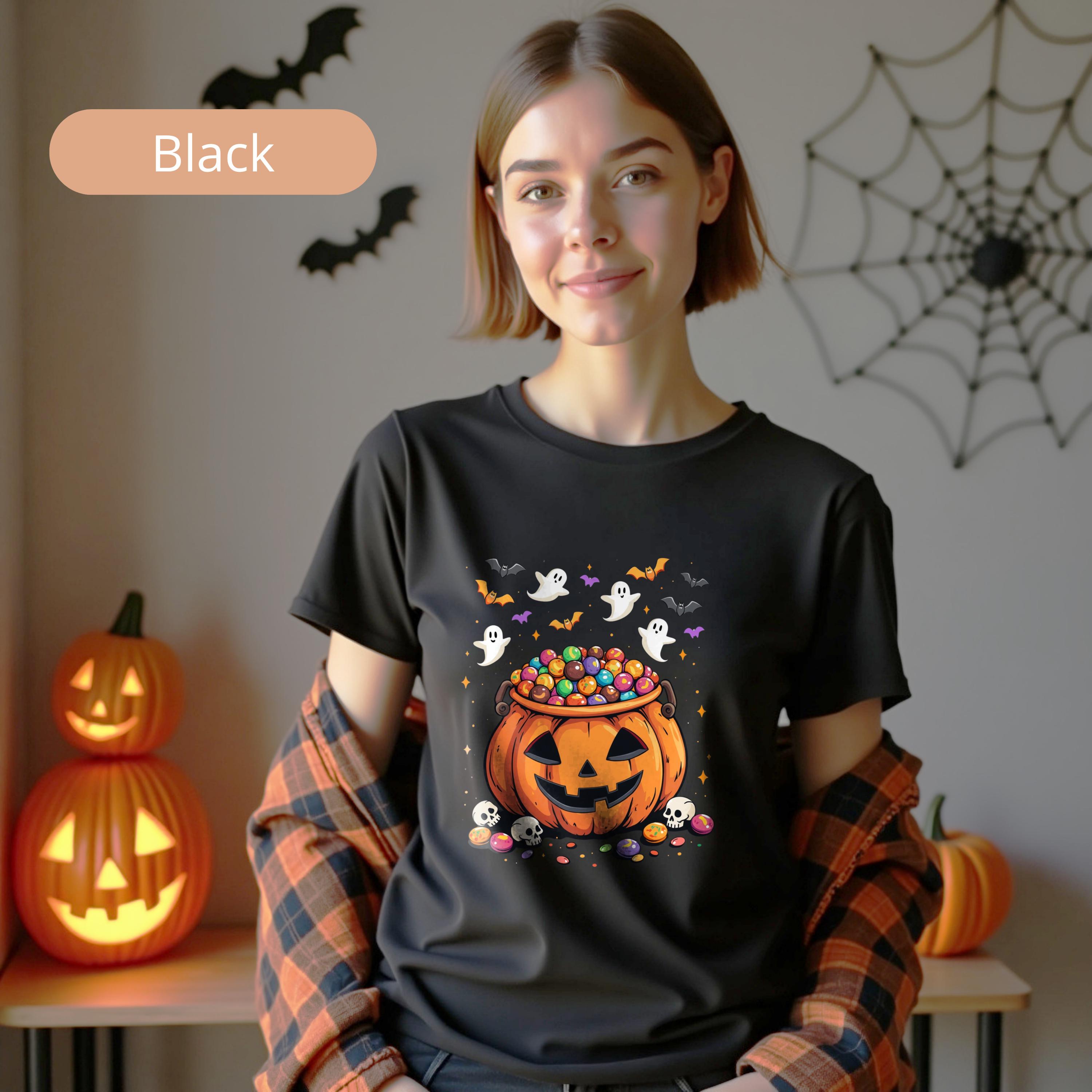 pumpkin shirt with candy and ghost design