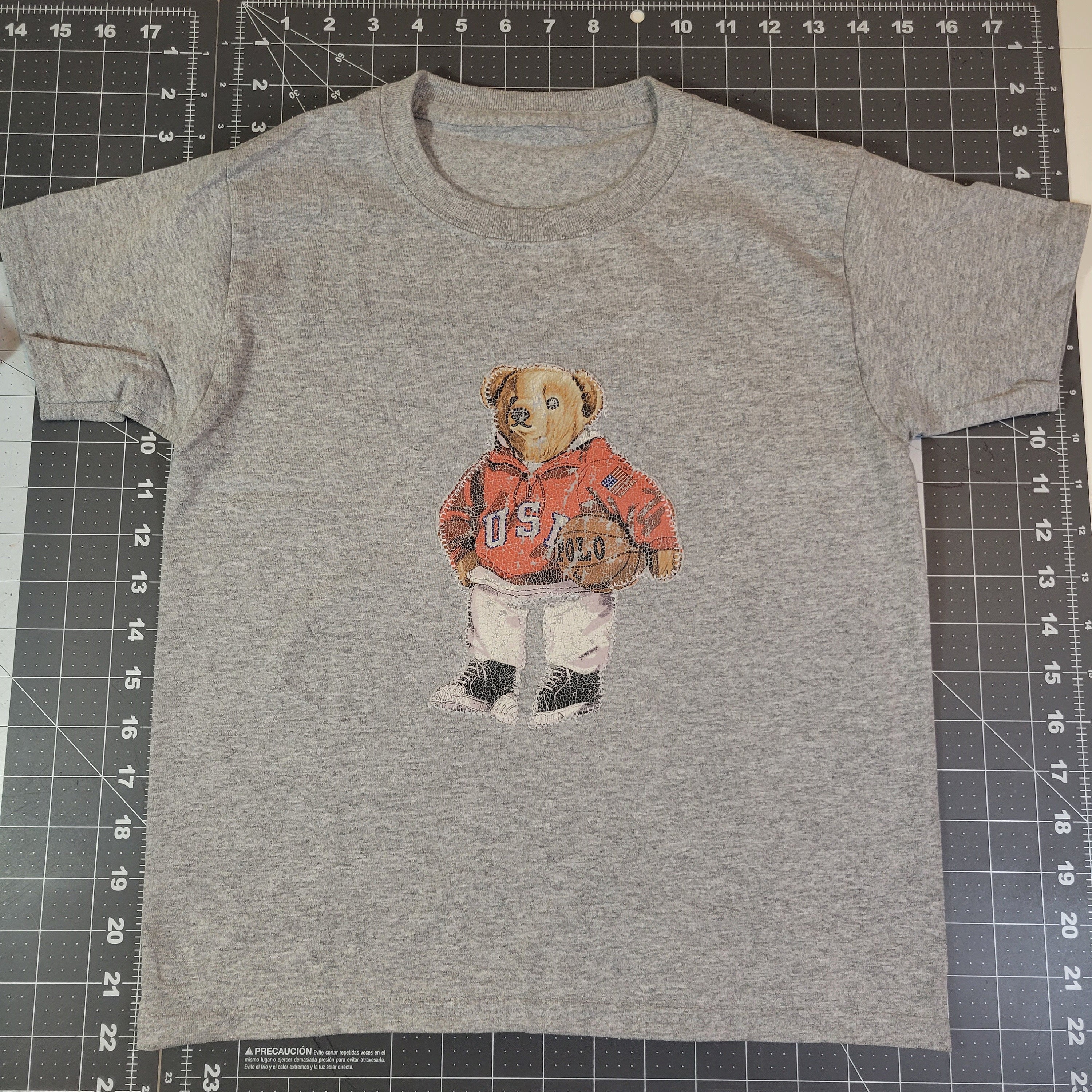 grey t-shirt kids bear print