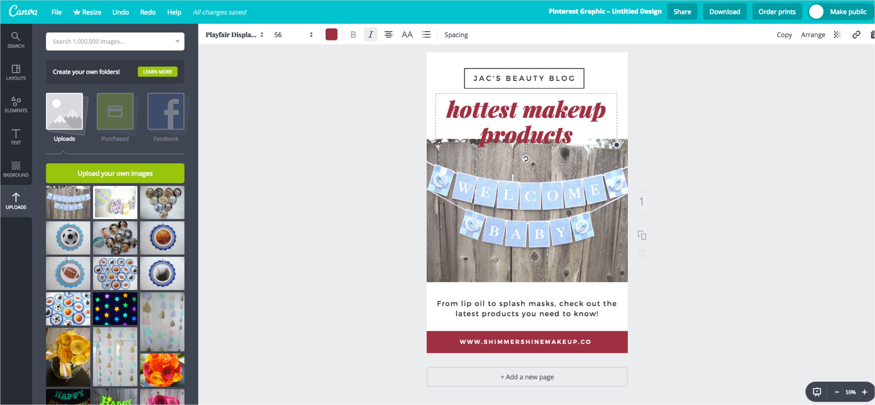 Changing the font in a Canva design