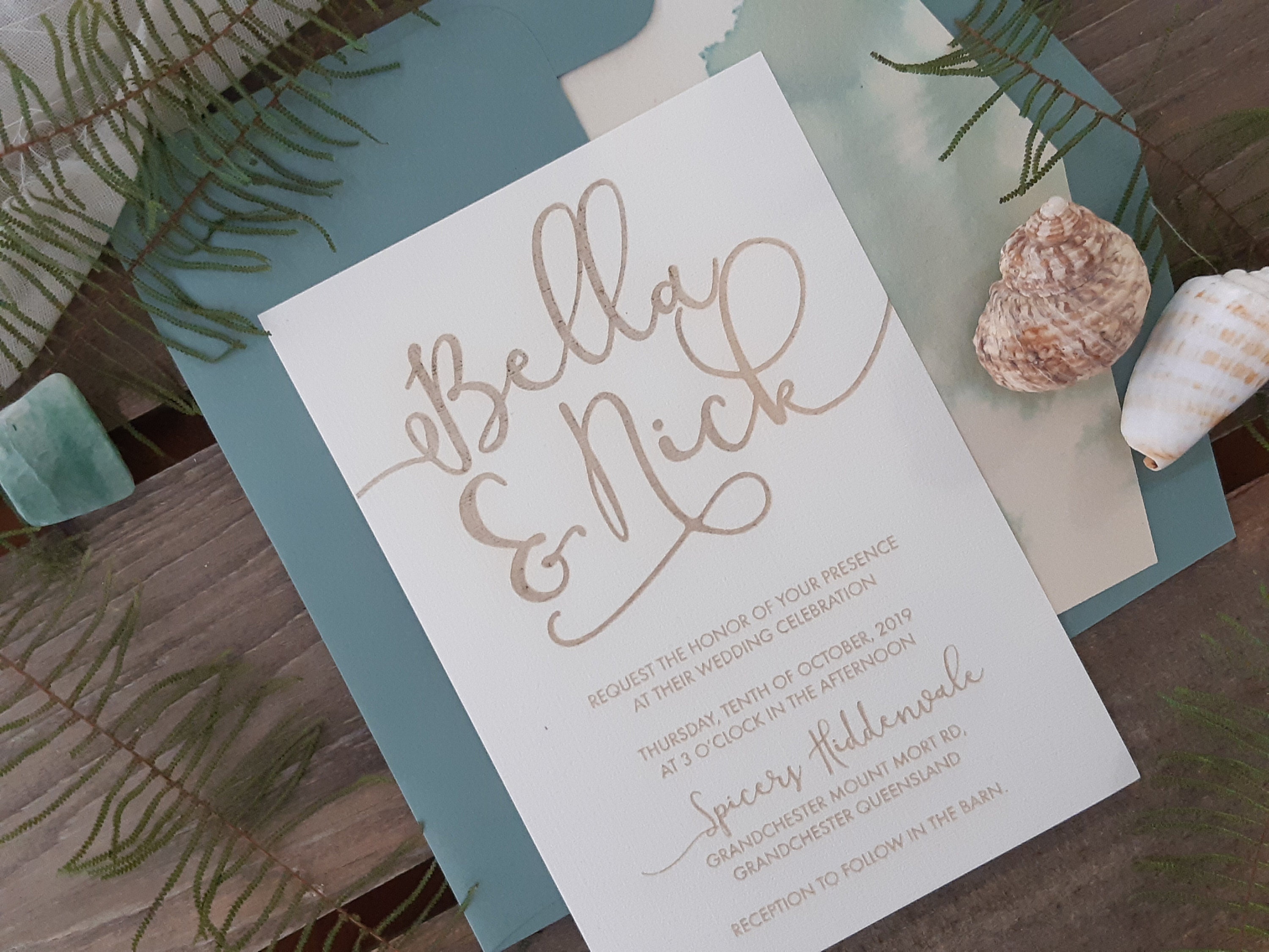 Modern Coastal Invitation - Sea green