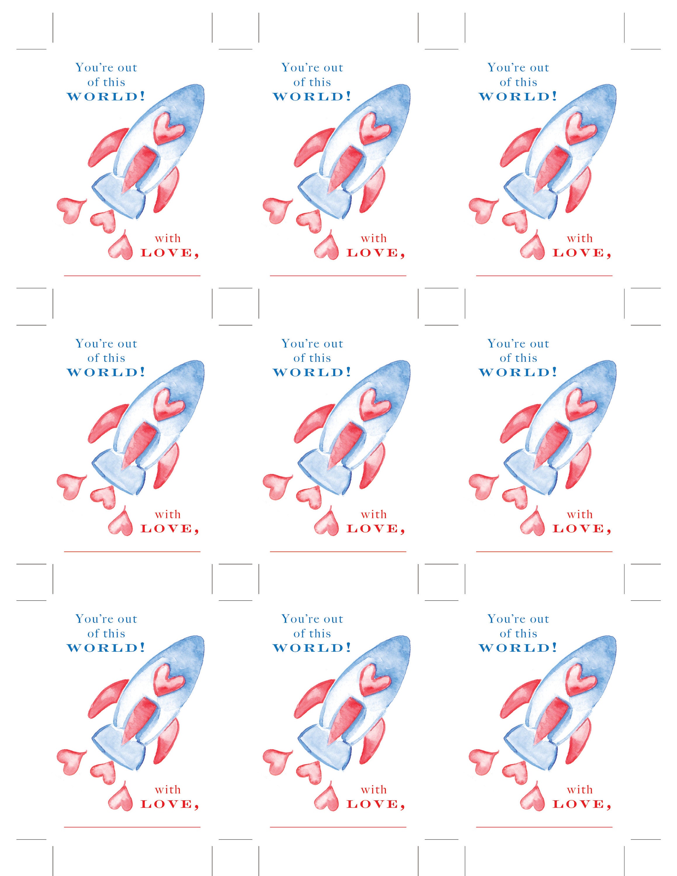 HostClubco Printable Out of this World Valentine