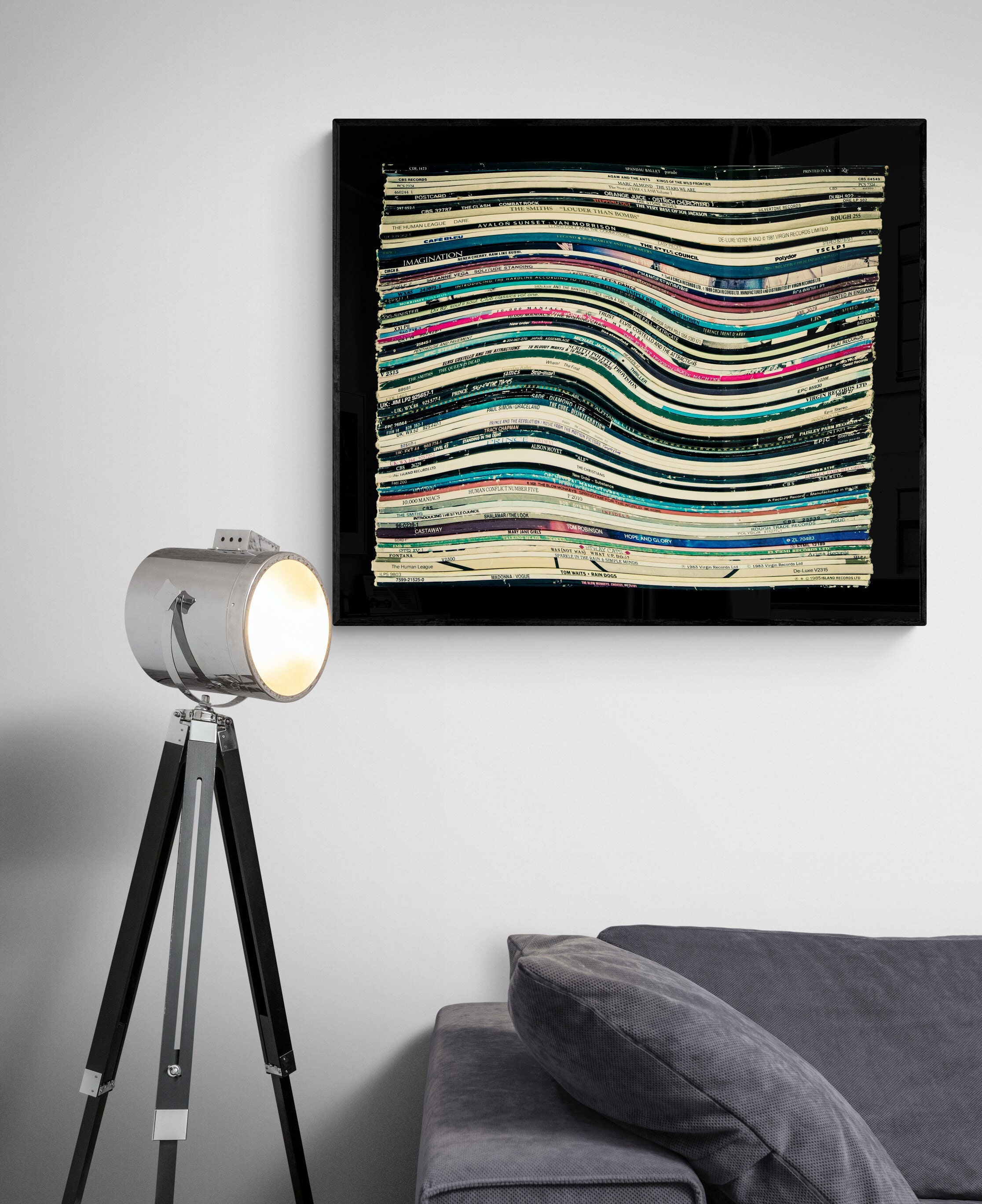 vinyl album wall art print of eighties music albums
