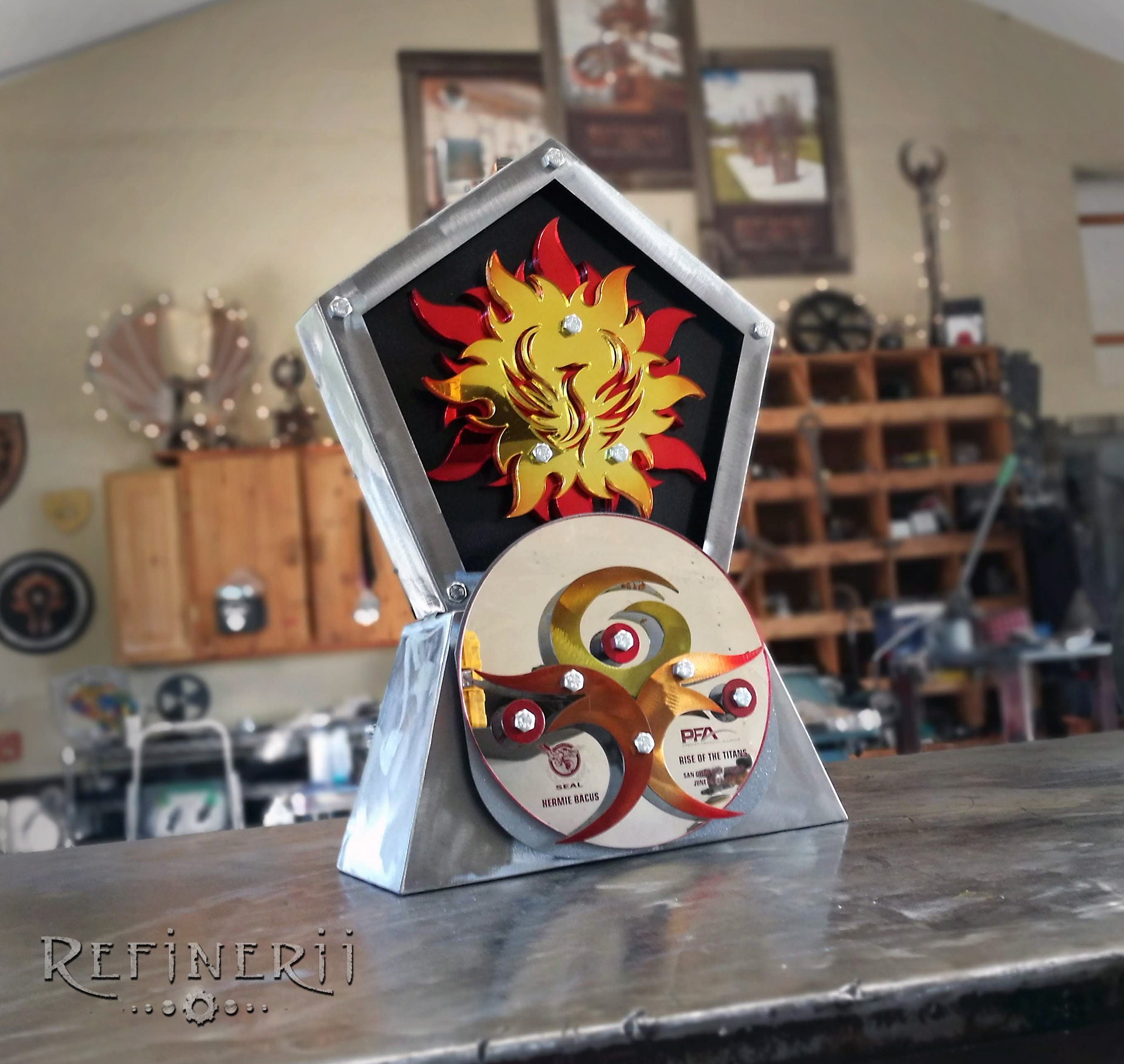 custom metal award fire