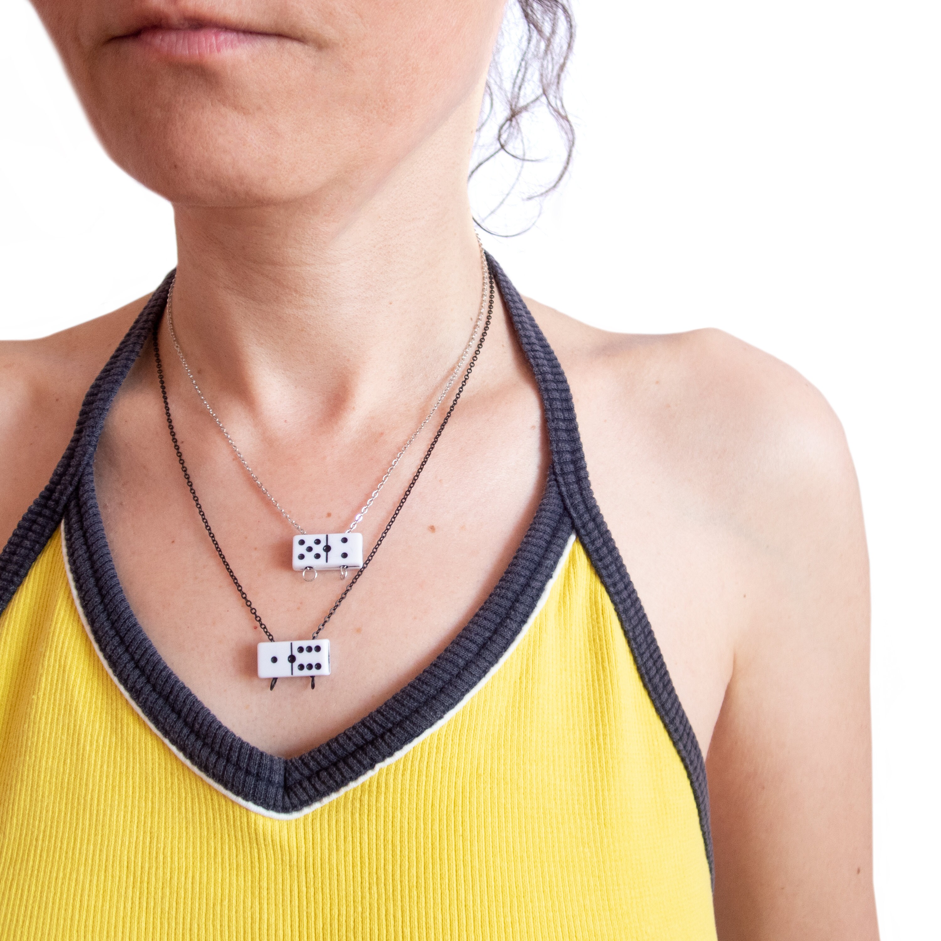 handmade domino necklace with domino tile charm