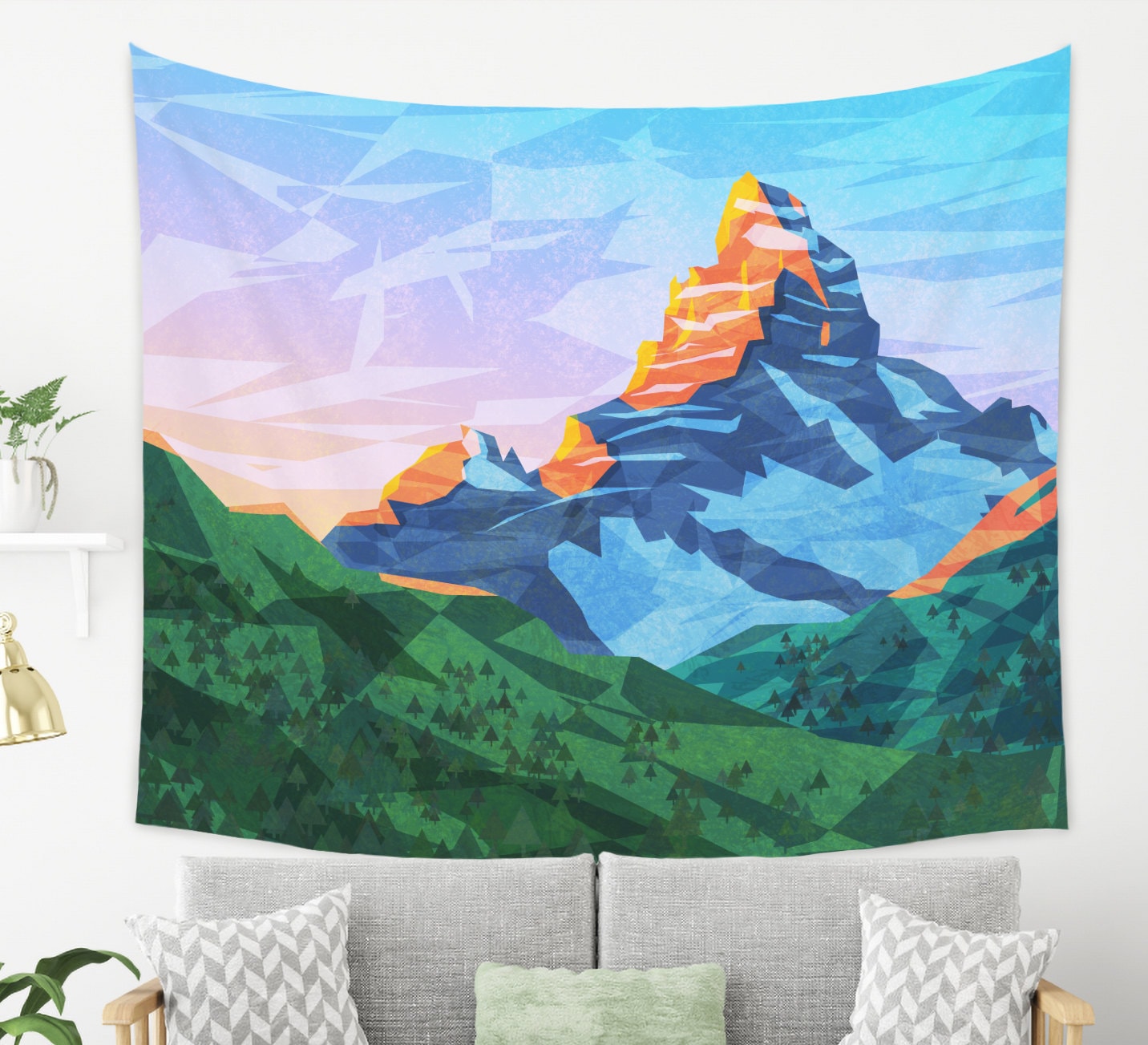 Cartoon Mountain Tapestry
