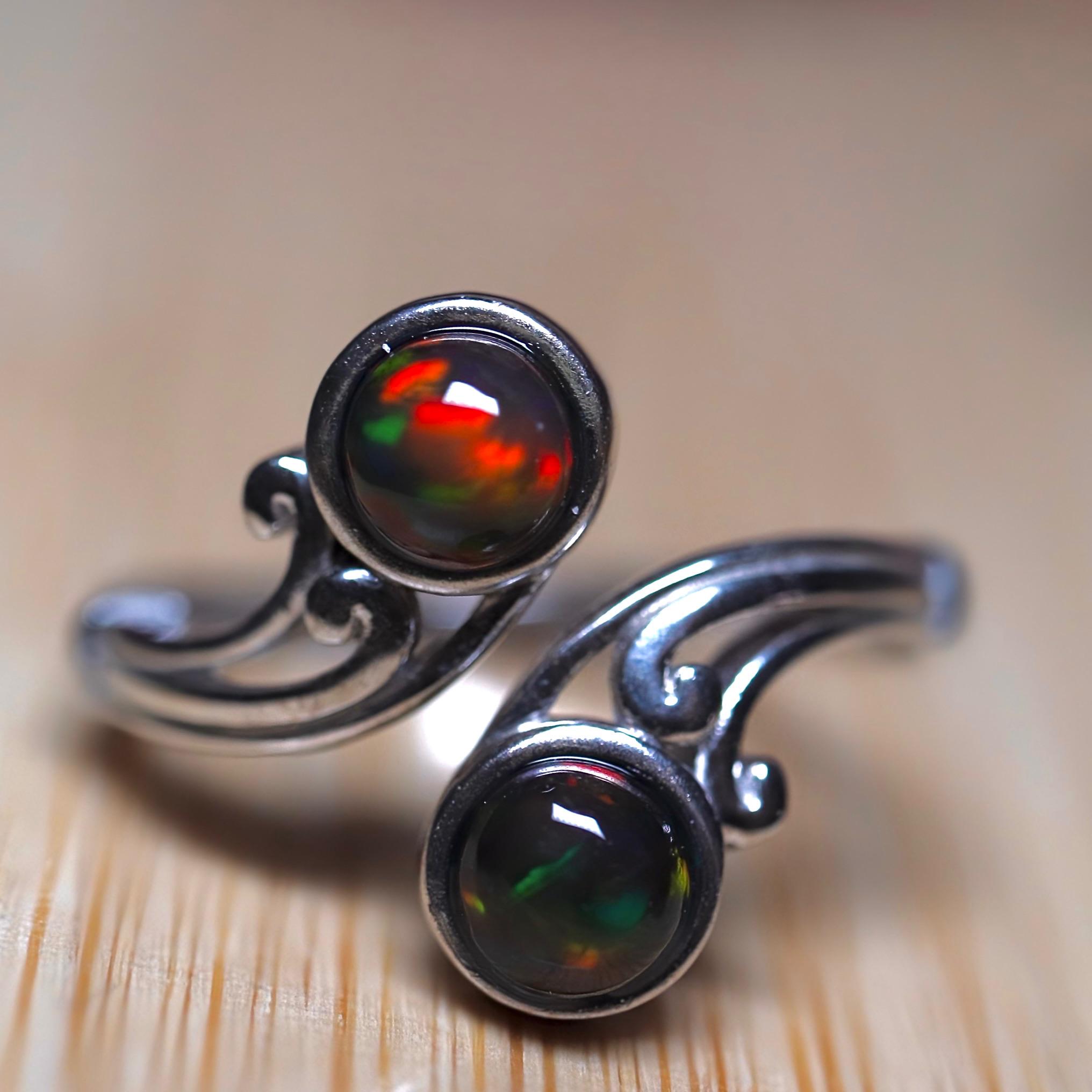 Black opal ring