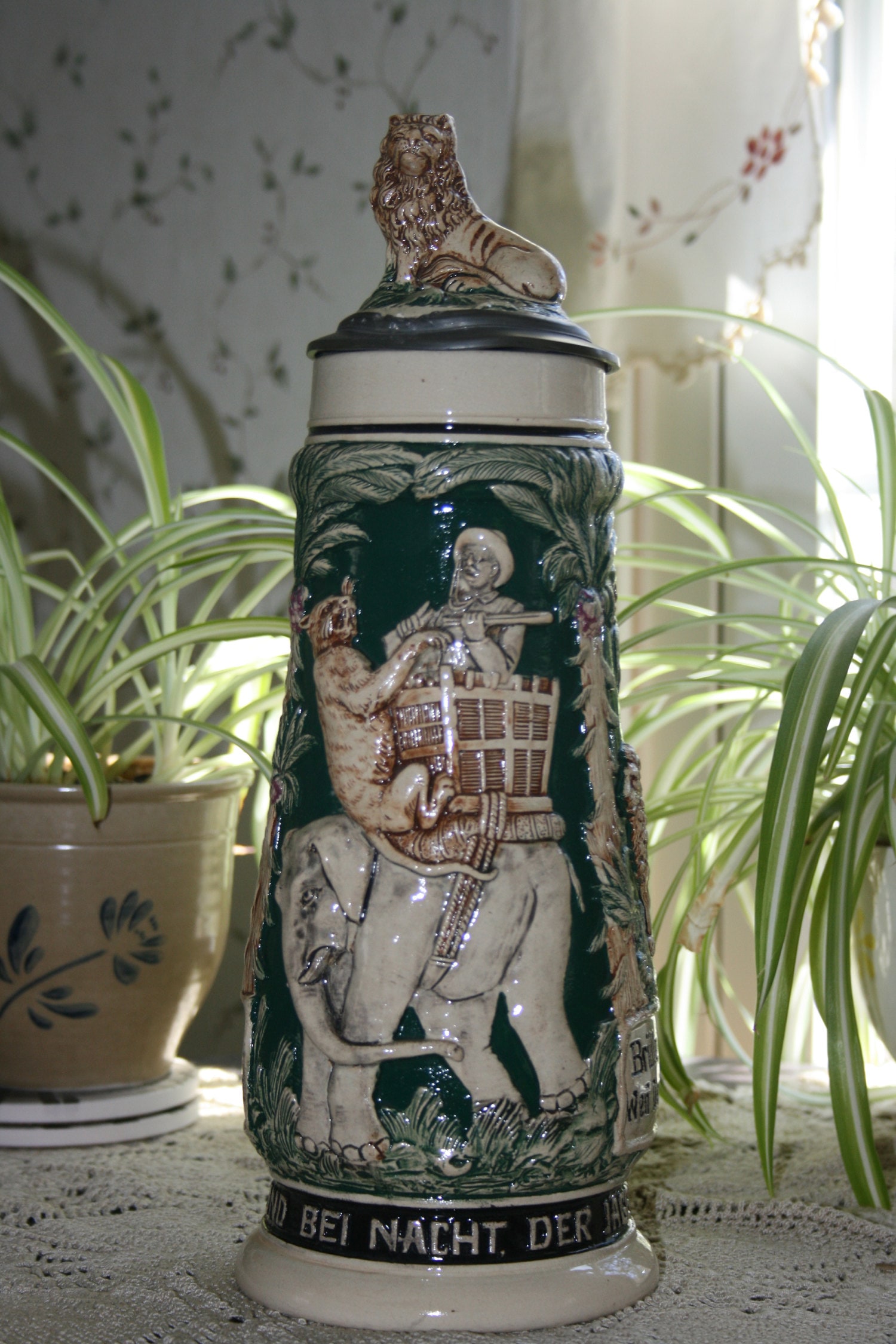 Rare Theodore Teddy Roosevelt Pottery Relief Stein Rare Theodore Teddy Roosevelt Pottery Relief Stein