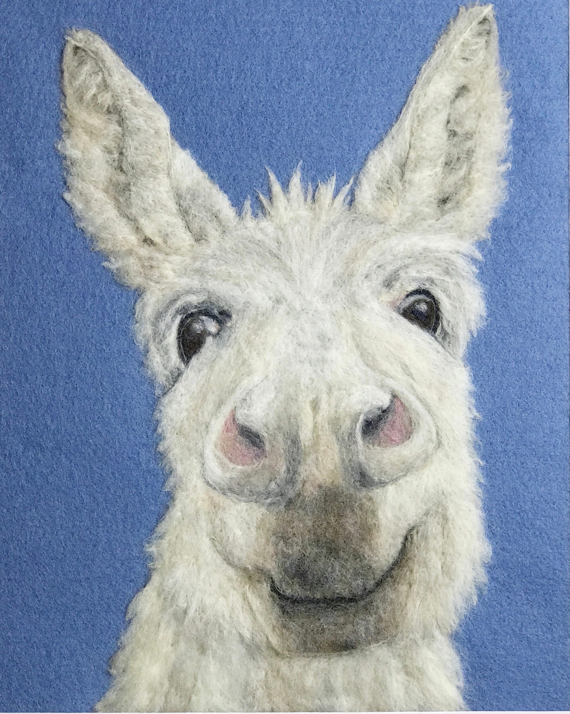needle felt wool picture of donkey