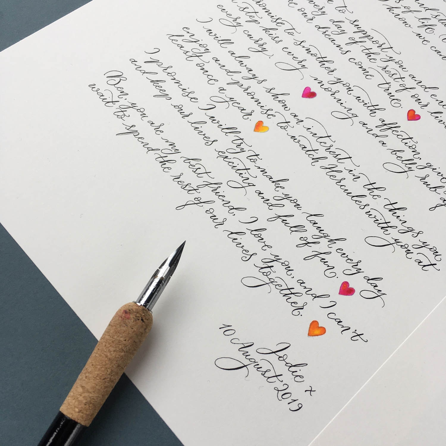 wedding vows calligrapher UK